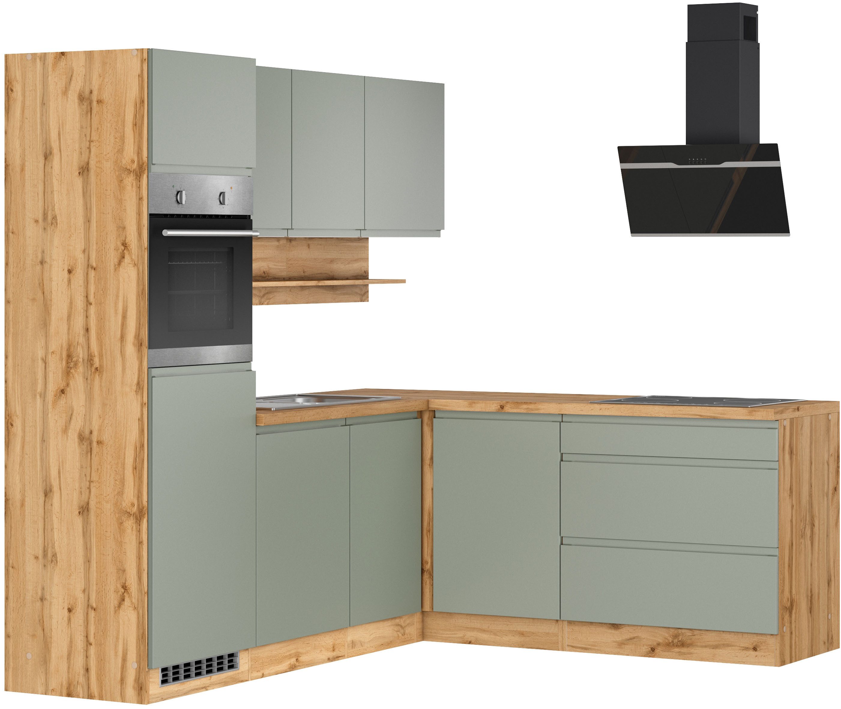 KOCHSTATION Winkelküche KS-Virginia,neu in verbesserter Ausführung, Stellbreite 230/190 cm, Soft-Close,wahlweise mit E-Geräten
