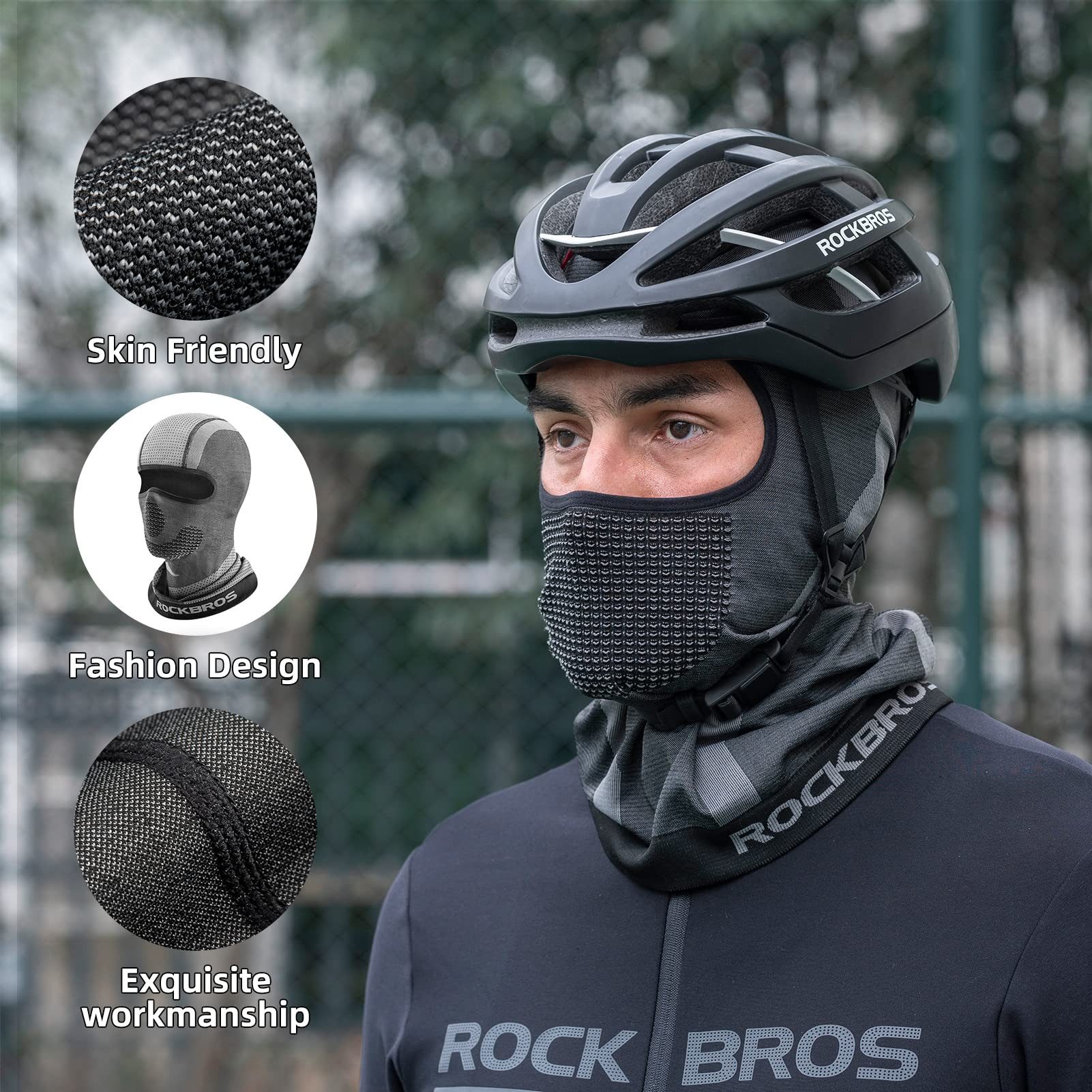 ROCKBROS Sturmhaube Motorrad Winter Balaclavas Unisex für Fahrrad Snowboard Ski Laufen Für mehrere Wintersports