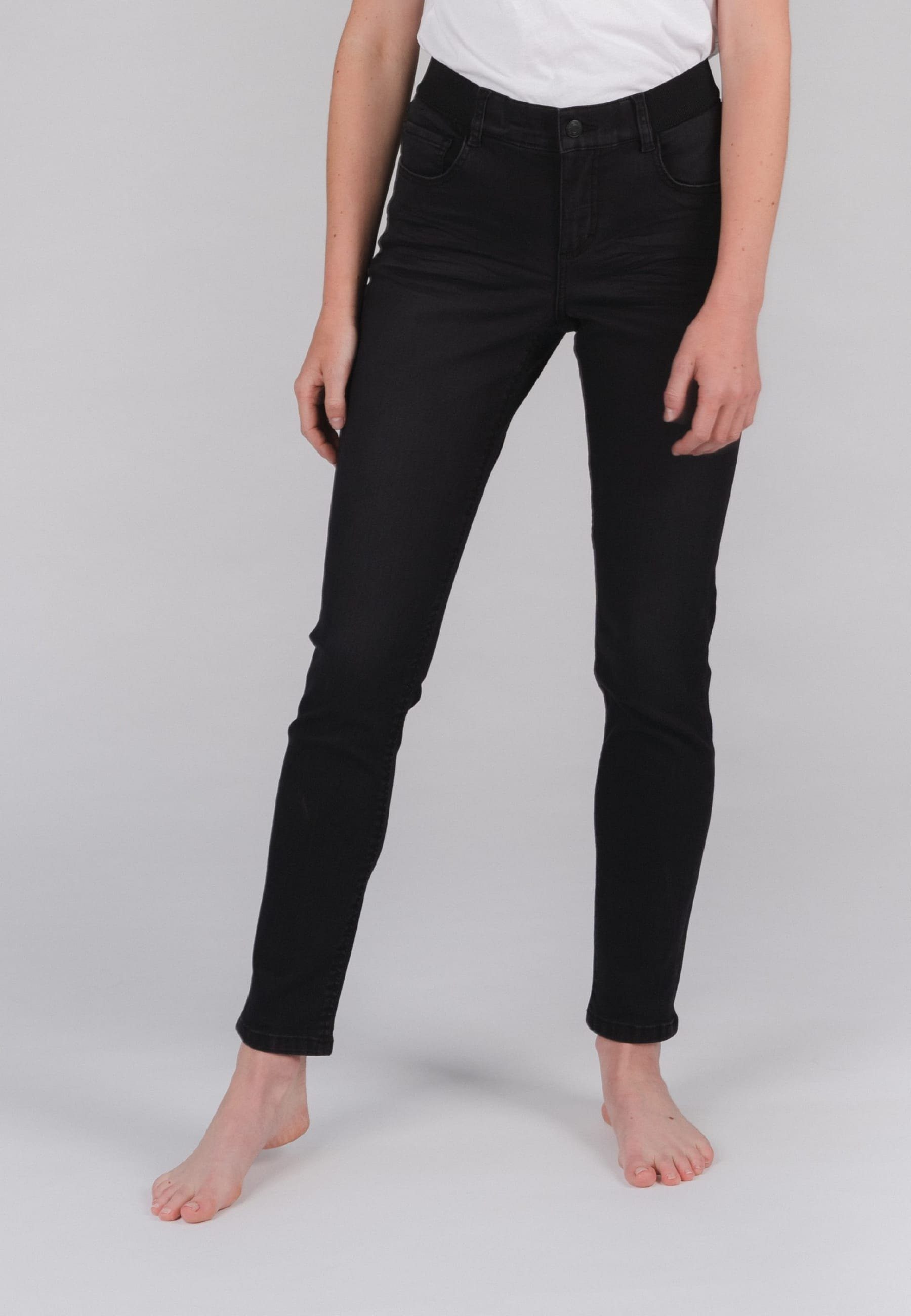 One Mit Jeans ANGELS Slim-fit-Jeans anthrazit Size Label-Applikationen Stretch-bund mit