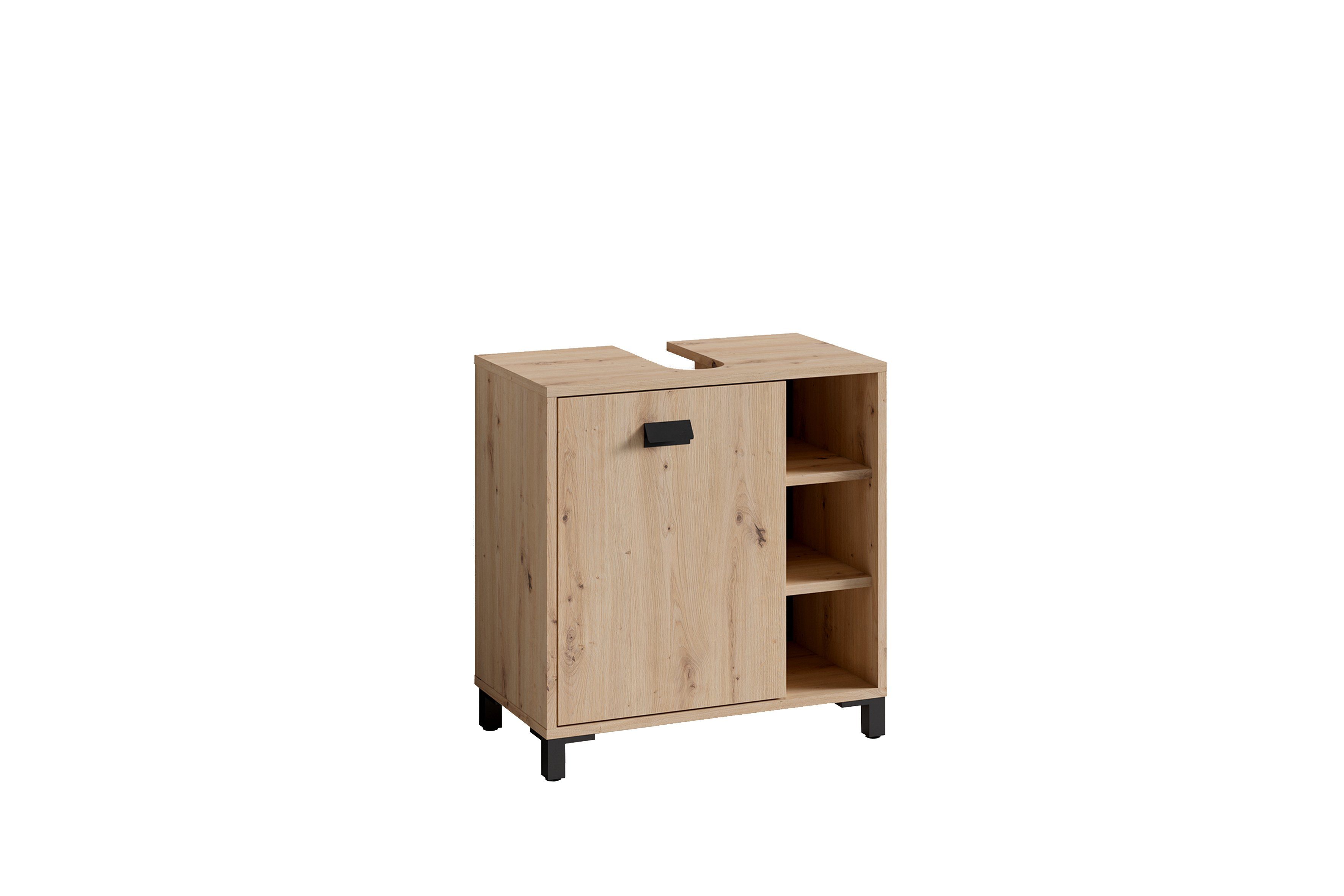 Homexperts Waschbeckenunterschrank WANDA Spanplatte Eiche, Artisan B60xT34xH62cm Holzwerkstoff