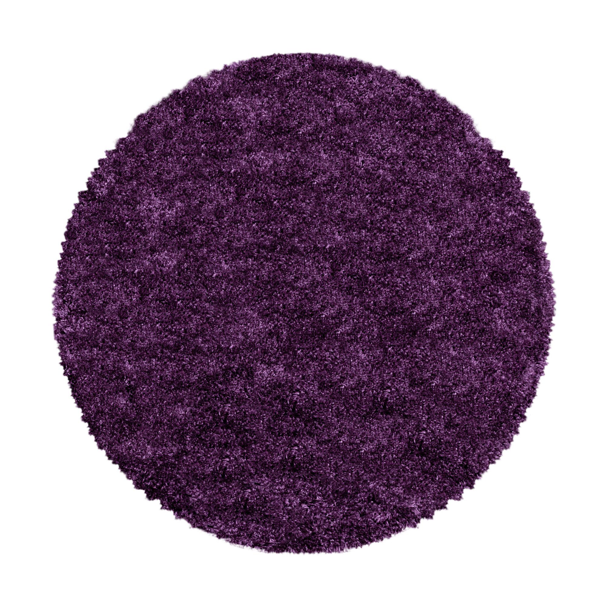 Hochflor-Teppich Unicolor - Einfarbig, Carpetsale24, und farben größen Teppich mm, Wohnzimmer 30 Lila Höhe: versch. Shaggy Rund, Einfarbig Runder