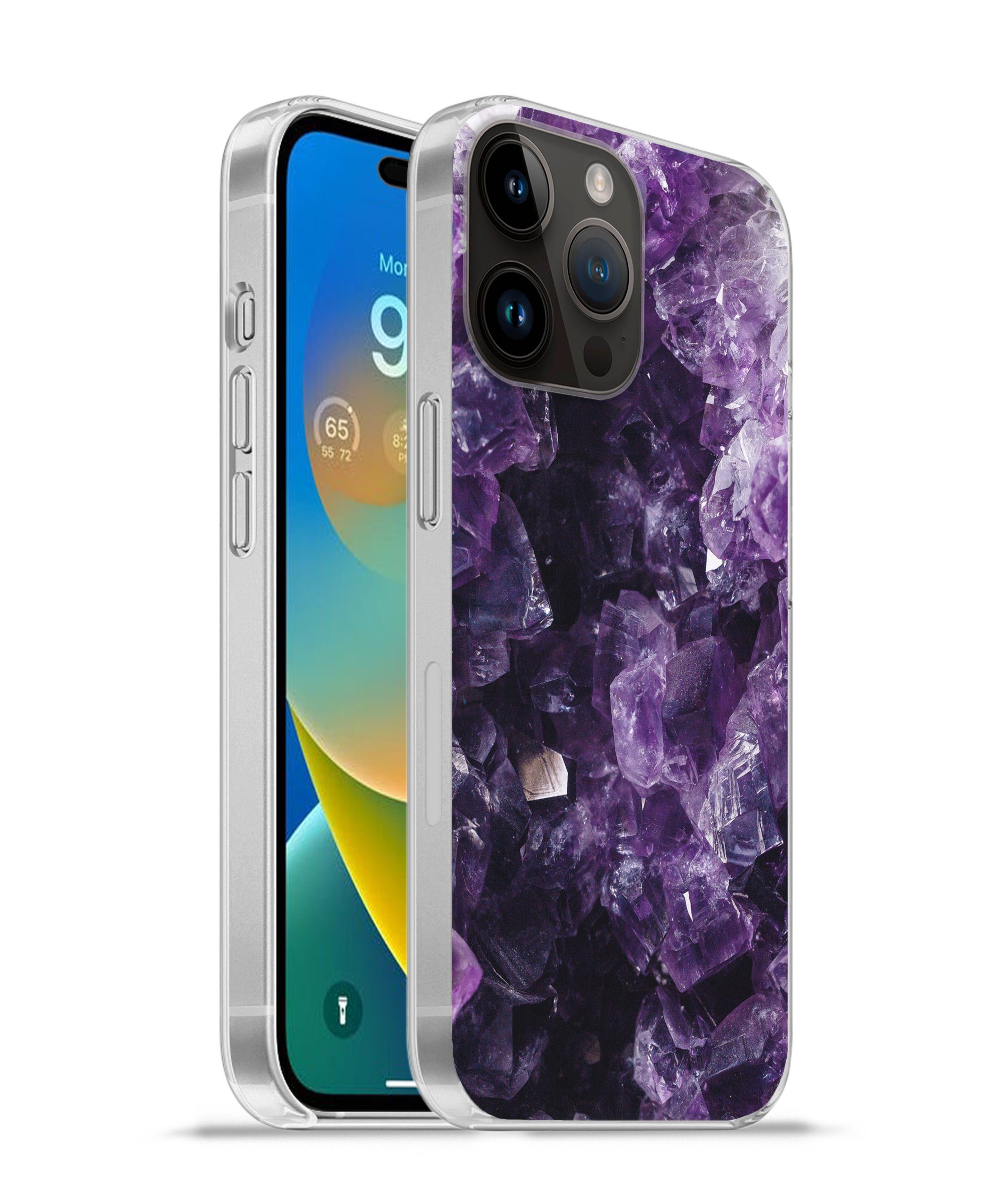 MuchoWow Handyhülle für Apple iPhone 14 Pro Max Amethyst - Edelsteine - Mineralien, Smartphone-Bumper, Print, Handy Schutzhülle Dünn