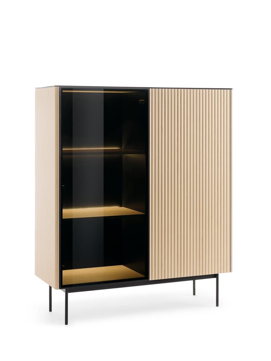 Compleo Standvitrine elegant mit Metallfüße, Vitrine modern OMBIS