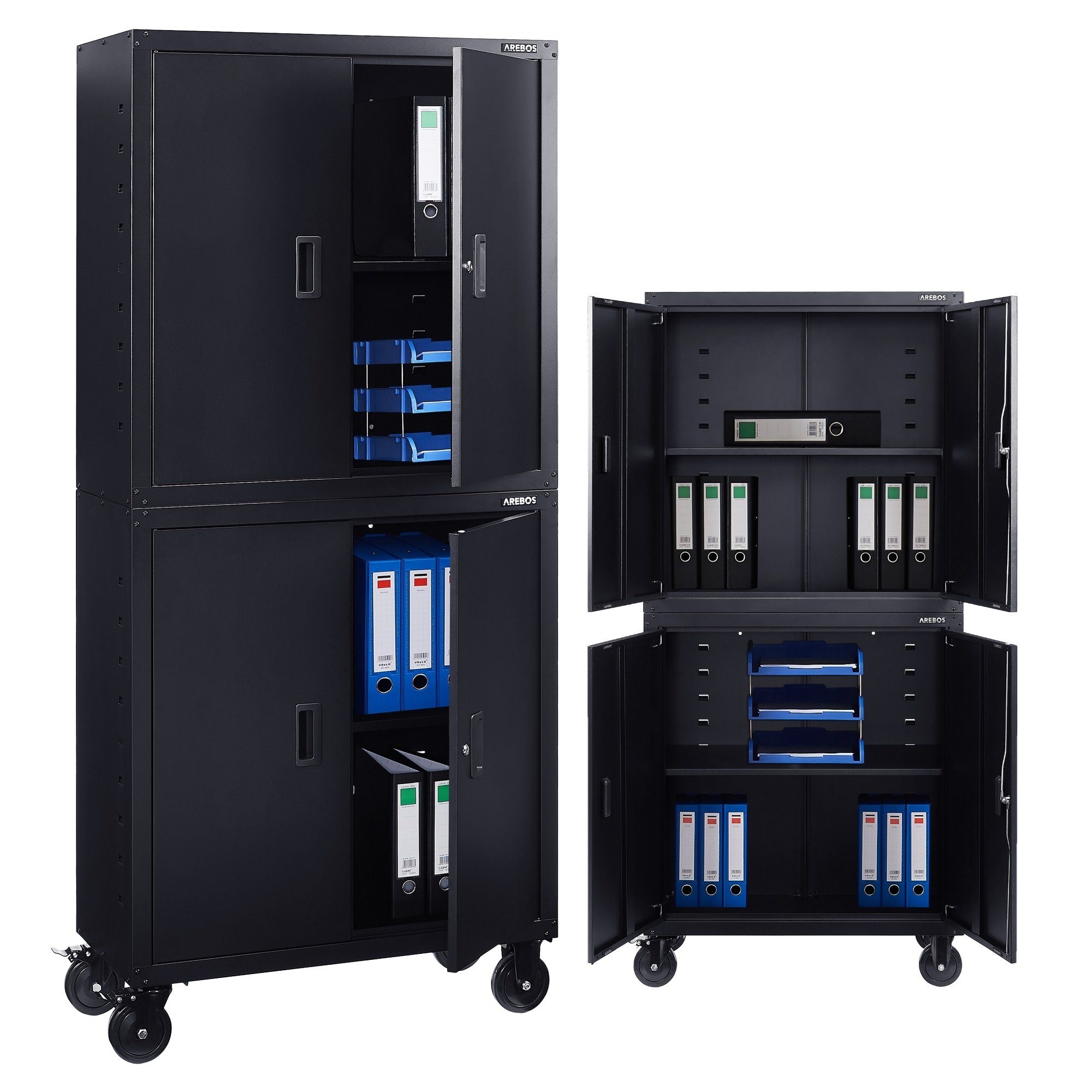 Arebos Aktenschrank 2er Set 180x90x40 cm günstig online kaufen
