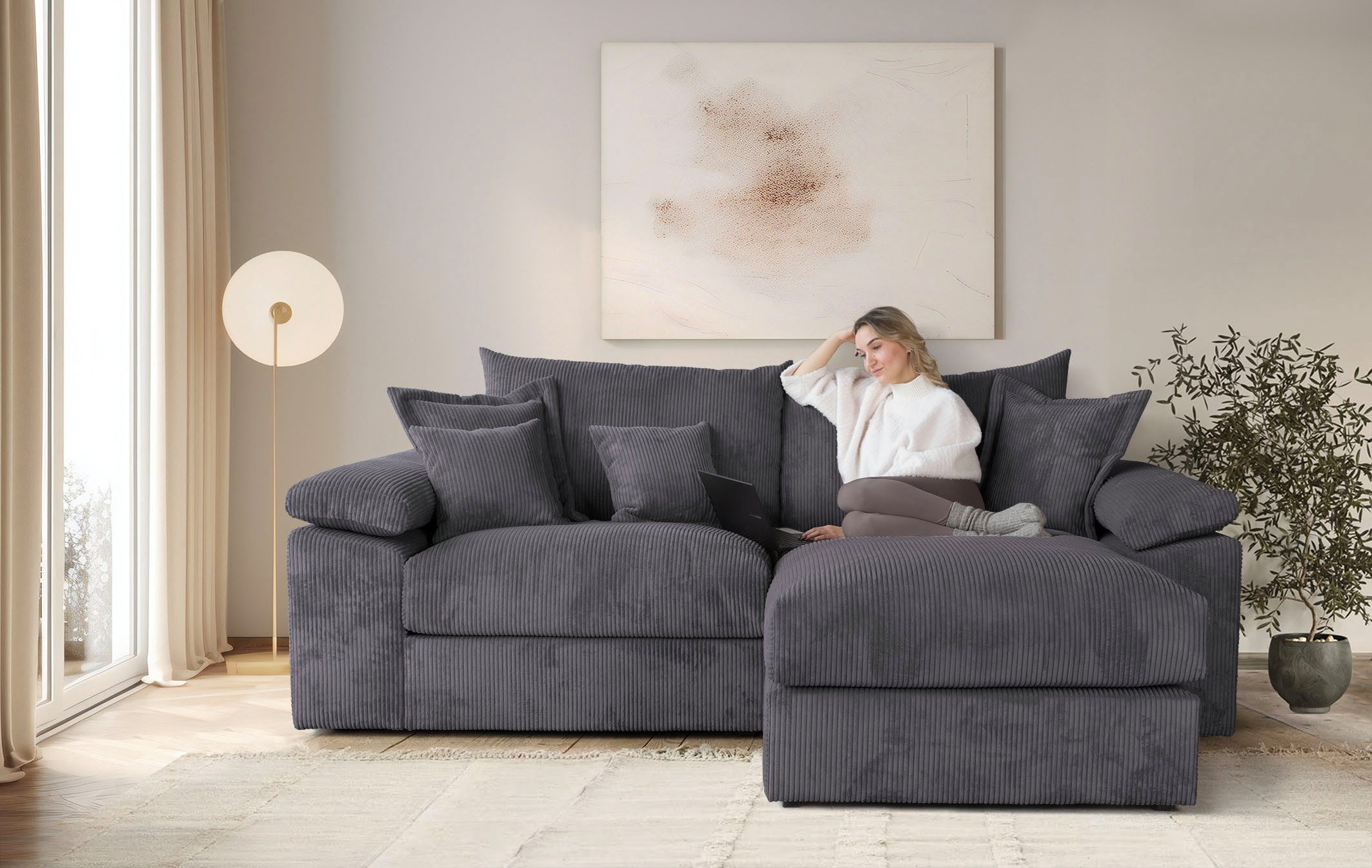 Home affaire Ecksofa "Soft&Cosy XL L-Form, B: 246 cm" Mega-Sofa, Cord oder günstig online kaufen