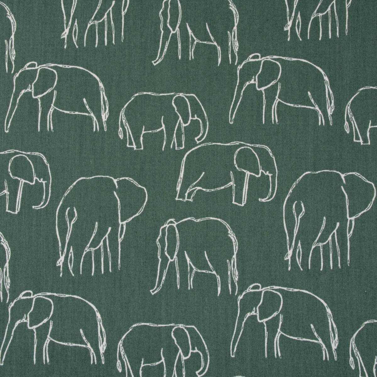 SCHÖNER LEBEN. Stoff Baumwollstoff Meterware Popeline Elefant abstrakt dunkelgrün weiß, allergikergeeignet