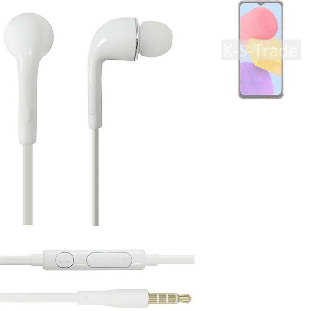 K-S-Trade für Samsung Galaxy F13 In-Ear-Kopfhörer (Kopfhörer Headset mit Mikrofon u Lautstärkeregler weiß 3,5mm)