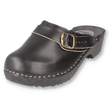 Cloque Roden Schwarze Schweden Lederclogs mit Schnalle Damen & Herren, Unisex Clog Outdoor & Garten