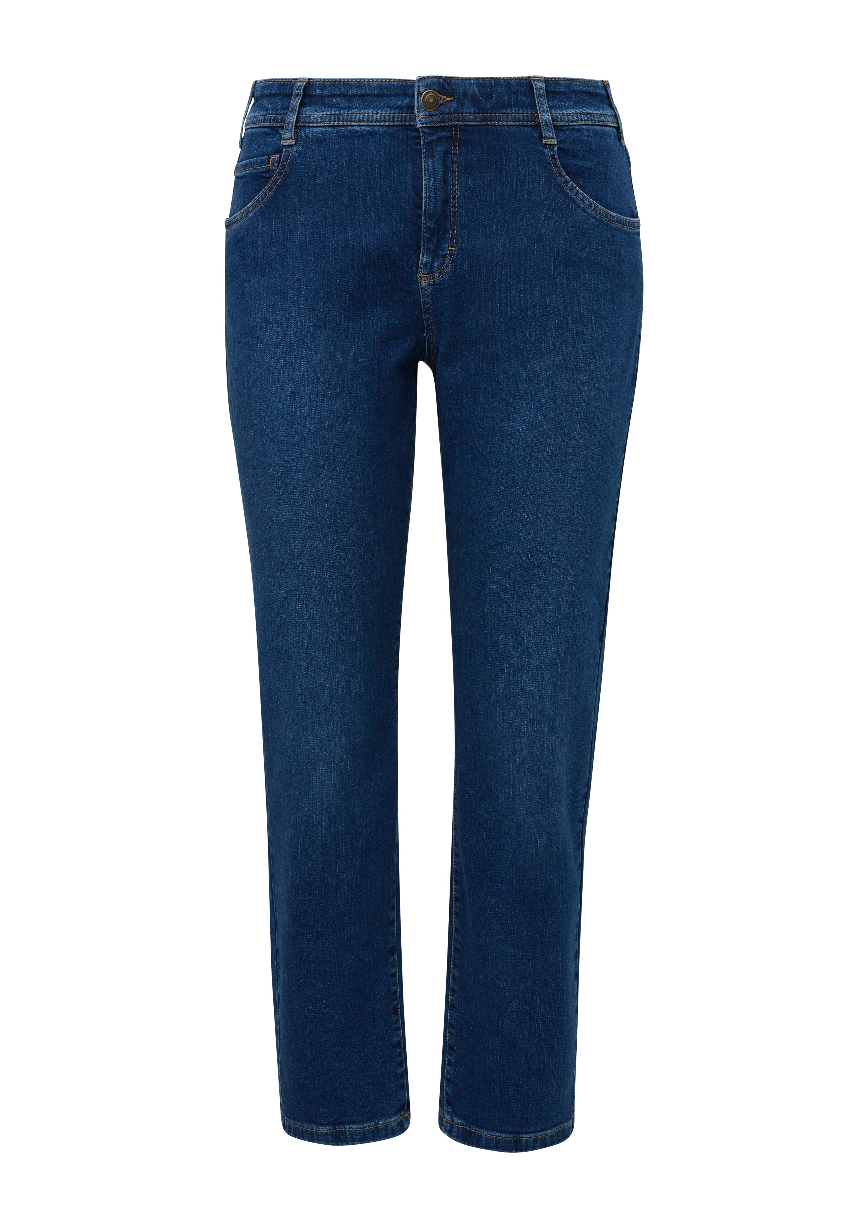 TRIANGLE Stoffhose Jeans / / Waschung, Straight Slim Leg Mid Fit Rise / Kontrastnähte
