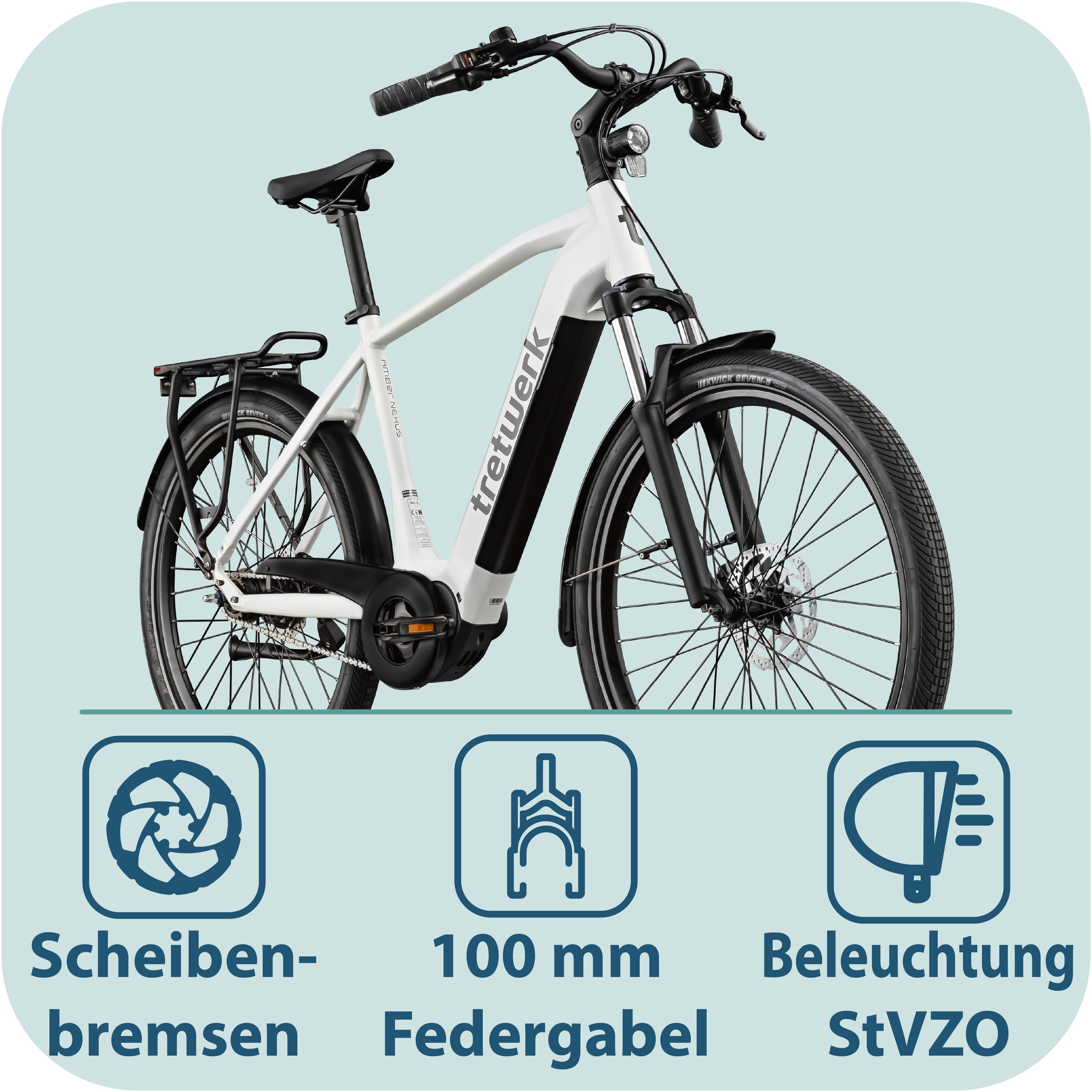 Tretwerk E-Bike Amber Nexus, 7 Gang, Nabenschaltung, Mittelmotor, 550 Wh