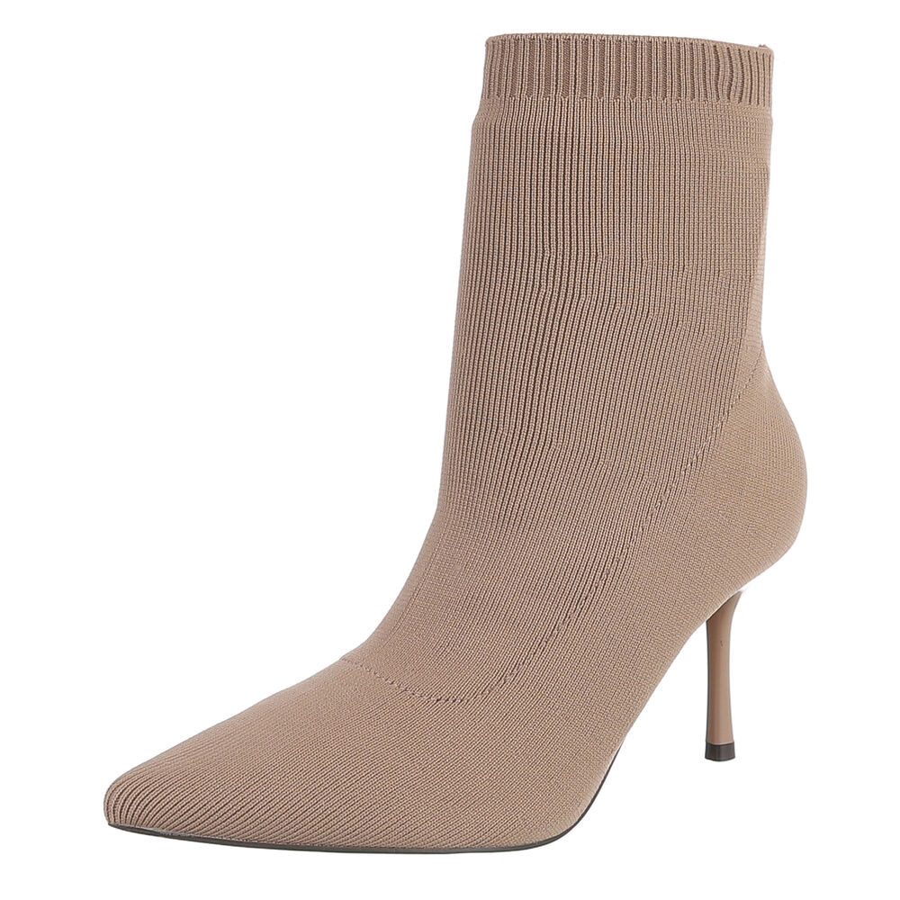 Ital-Design Damen Sock Boots High Heel Stiefeletten elegant High-Heel-Stiefelette (92214168) Pfennig-/Stilettoabsatz Stiefeletten in Hellbraun