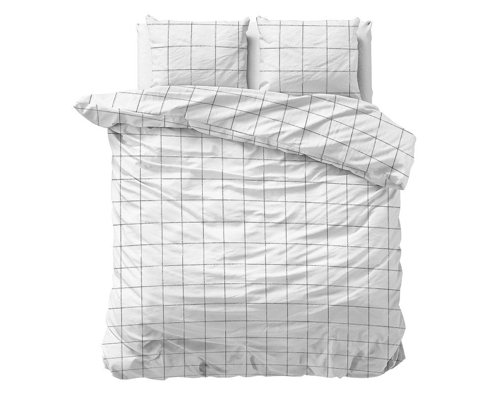 Sitheim-Europe Bettwäsche DEEP CHECK SATIN -Bettbezug & Kissenbezüge, Baumwollsatin, 3 teilig, Weich, geschmeidig und wärmeregulierend