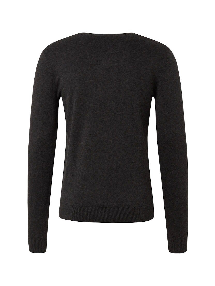 4652 Dünner TAILOR TOM Feinstrick Sweater Strickpullover Pullover in V-Ausschnitt Dunkelgrau Basic