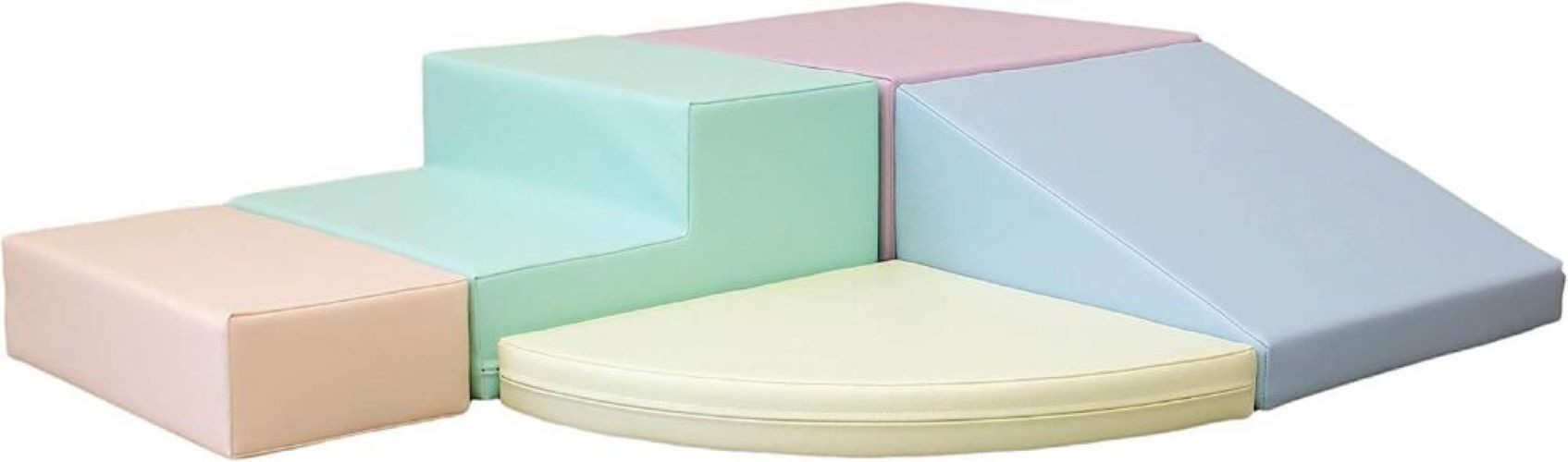 IGLUSoftplay IGLU Set 6 Corner Climber, Pastell/Grün/Honig - Schaubstoff-Bausteine Spielbauklötze, (Set), Modernes Design und hochwertige Verarbeitung