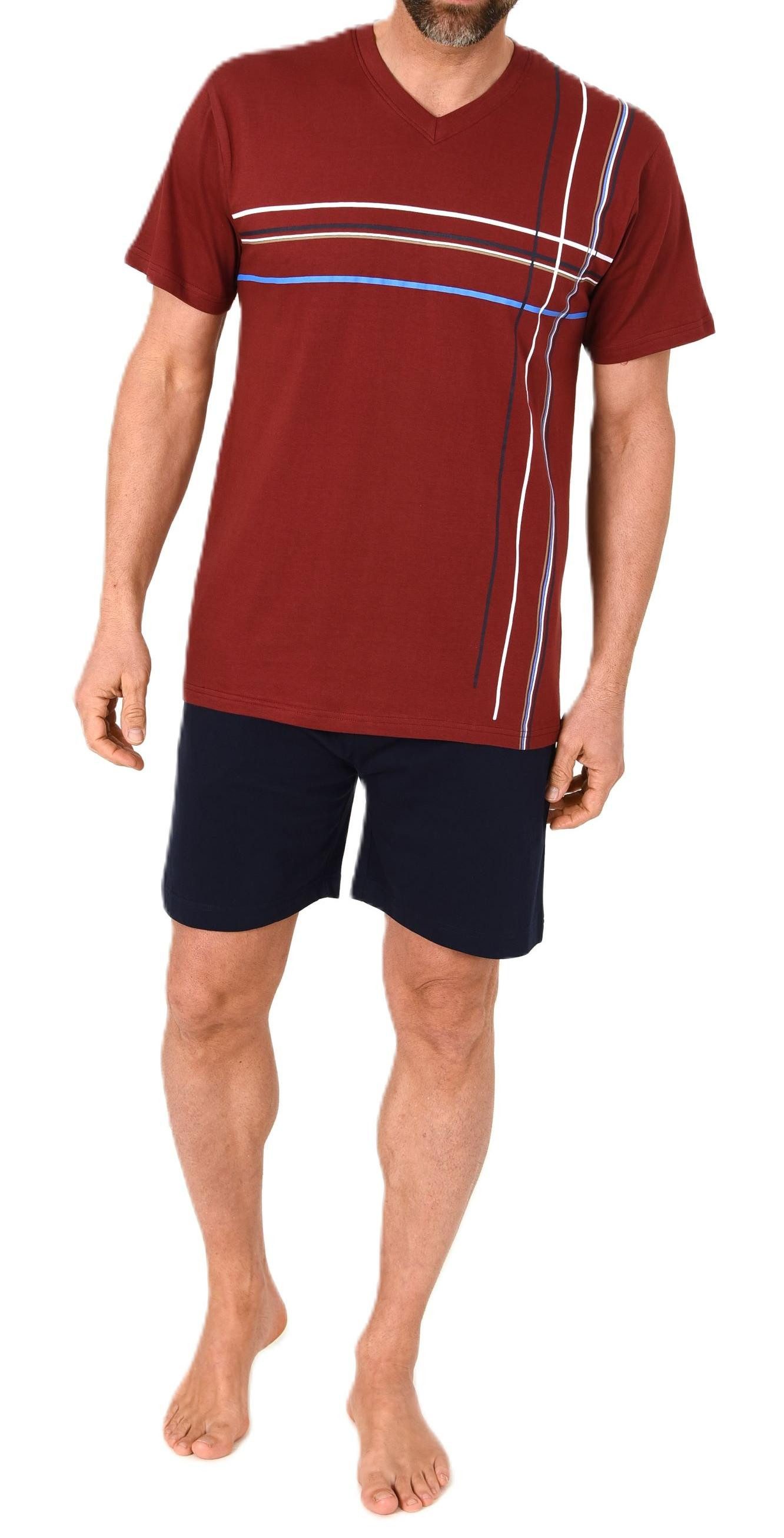 Normann Pyjama Herren Shorty Schlafanzug kurzarm mit Frontprint - auch in Ü günstig online kaufen