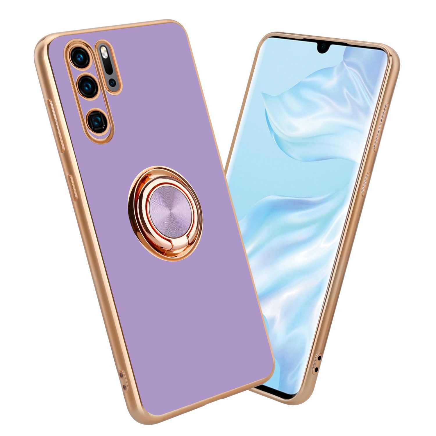 Cadorabo Handyhülle für Huawei P30 PRO Hülle Huawei P30 PRO, Schutzhülle - TPU Silikon Hülle - mit Kameraschutz und Ring