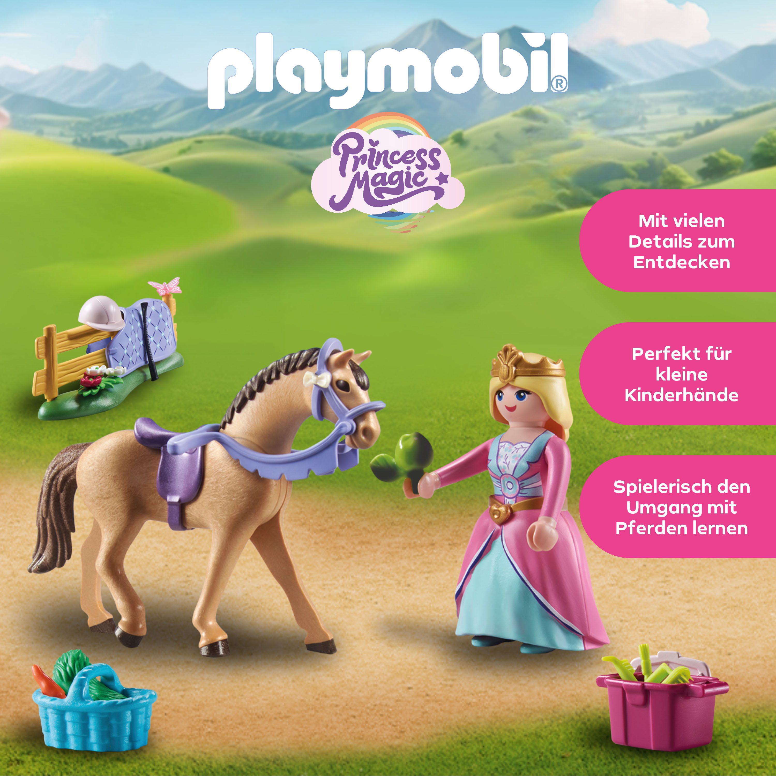 Playmobil® Prinzessin mit Pferd (71801), Playmobil Princess Magic Konstruktions-Spielset, (39 St), Made in Europe