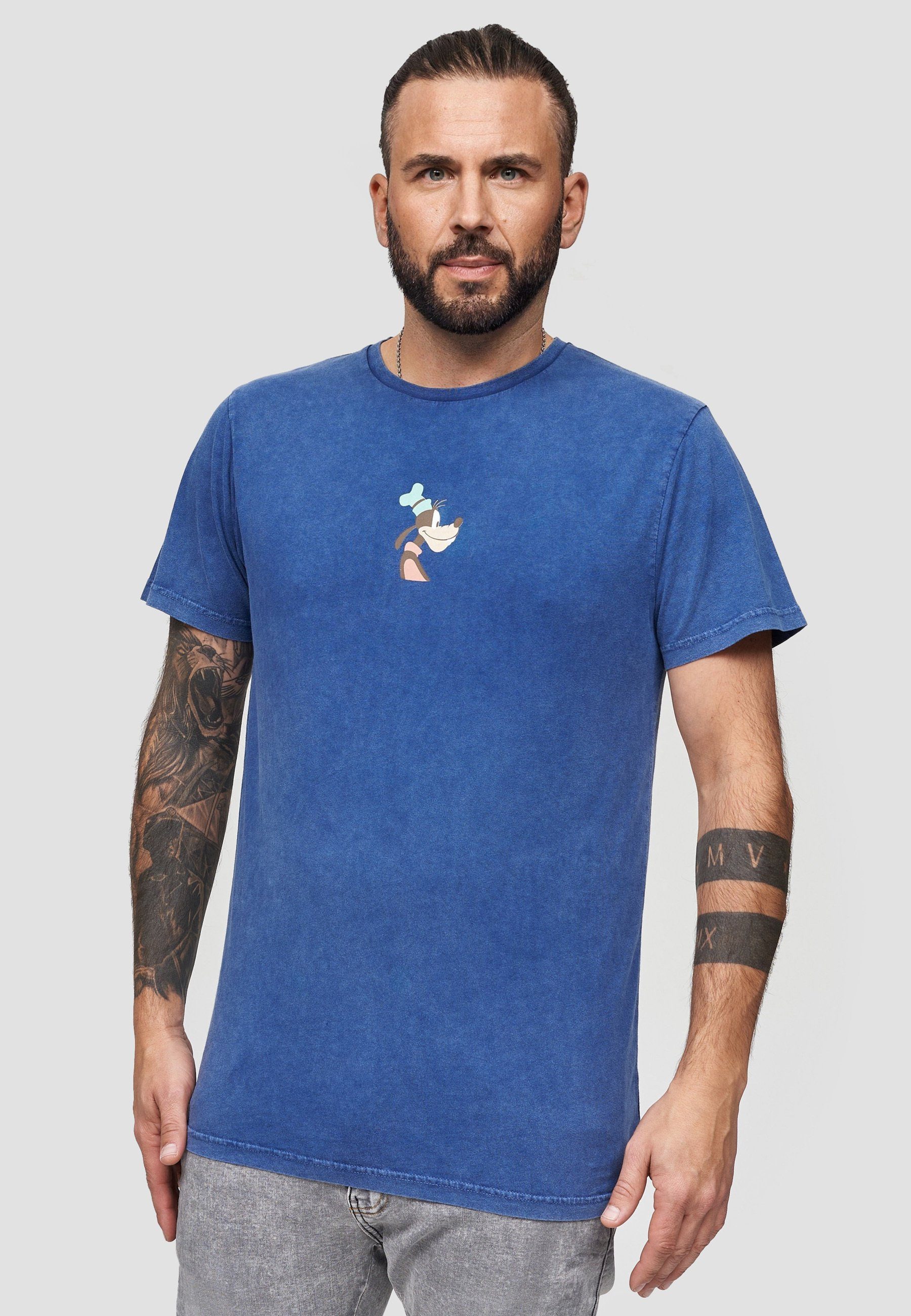 Side Profile GOTS Recovered Goofy Bio-Baumwolle Disney T-Shirt zertifizierte Blau