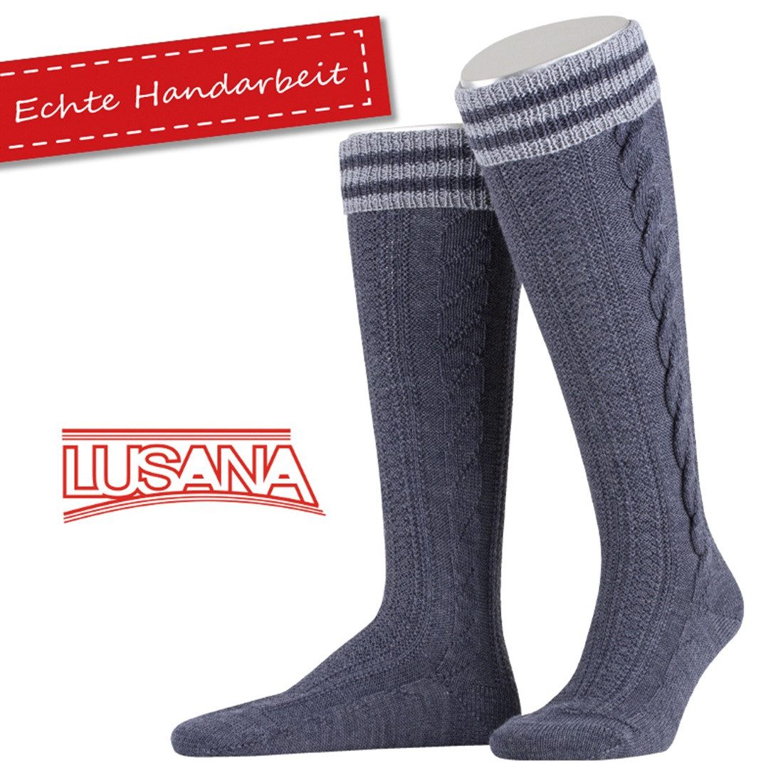 Lusana Trachtensocken Trachtenstrümpfe, handgekettel