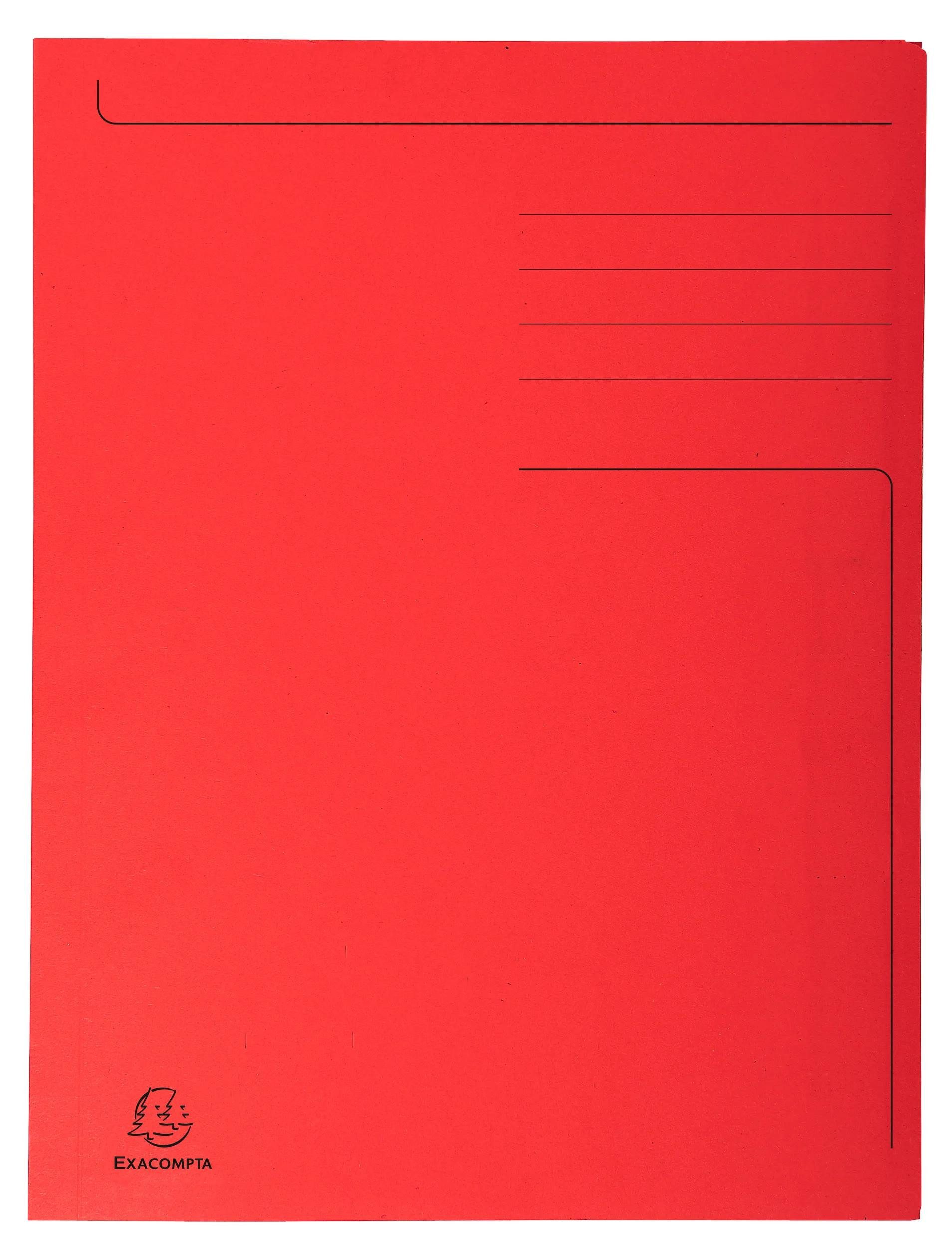 EXACOMPTA Organisationsmappe 50x Aktenmappe + Index, 3 Klappen, 280g, 24x32cm für A4, Rot, 448003E, Sammelmappe mit Klappen