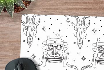 MuchoWow Gaming Mauspad Maske - Linie - Muster - Tribal (1-St), Mousepad mit Rutschfester Unterseite, Gaming, 40x40 cm, XXL, Großes