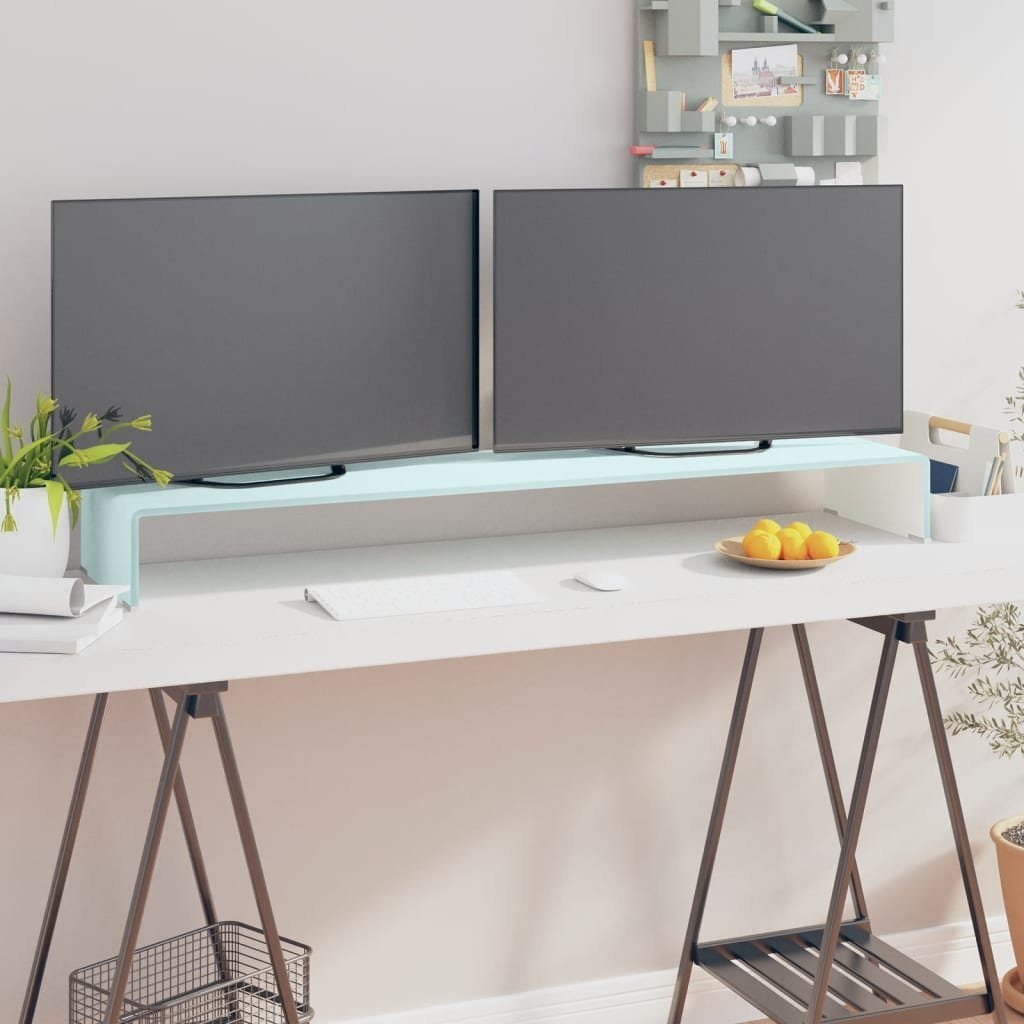 furnicato TV-Schrank TV-Aufsatz/Monitorerhöhung Glas Grün 120x30x13 cm