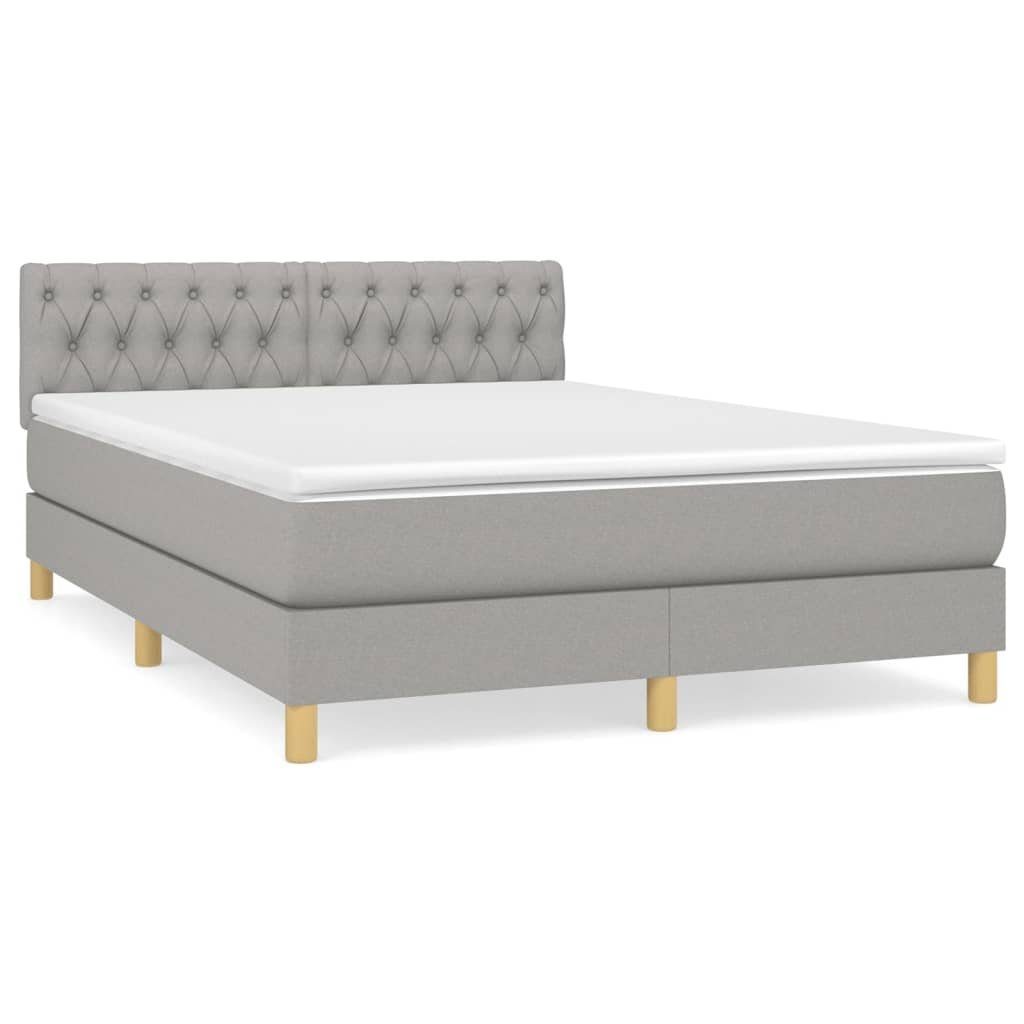 Boxspringbett 140 x 200 cm Boxspringbett mit Matratze Hellgrau 140x200 cm Stoff Bett