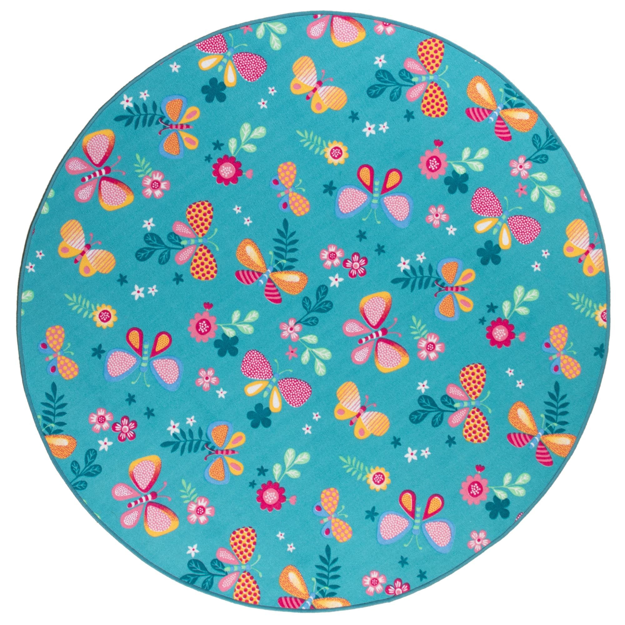 Steffensmeier Kinderteppich Sophia, rund, Schmetterlinge, Kinderzimmer