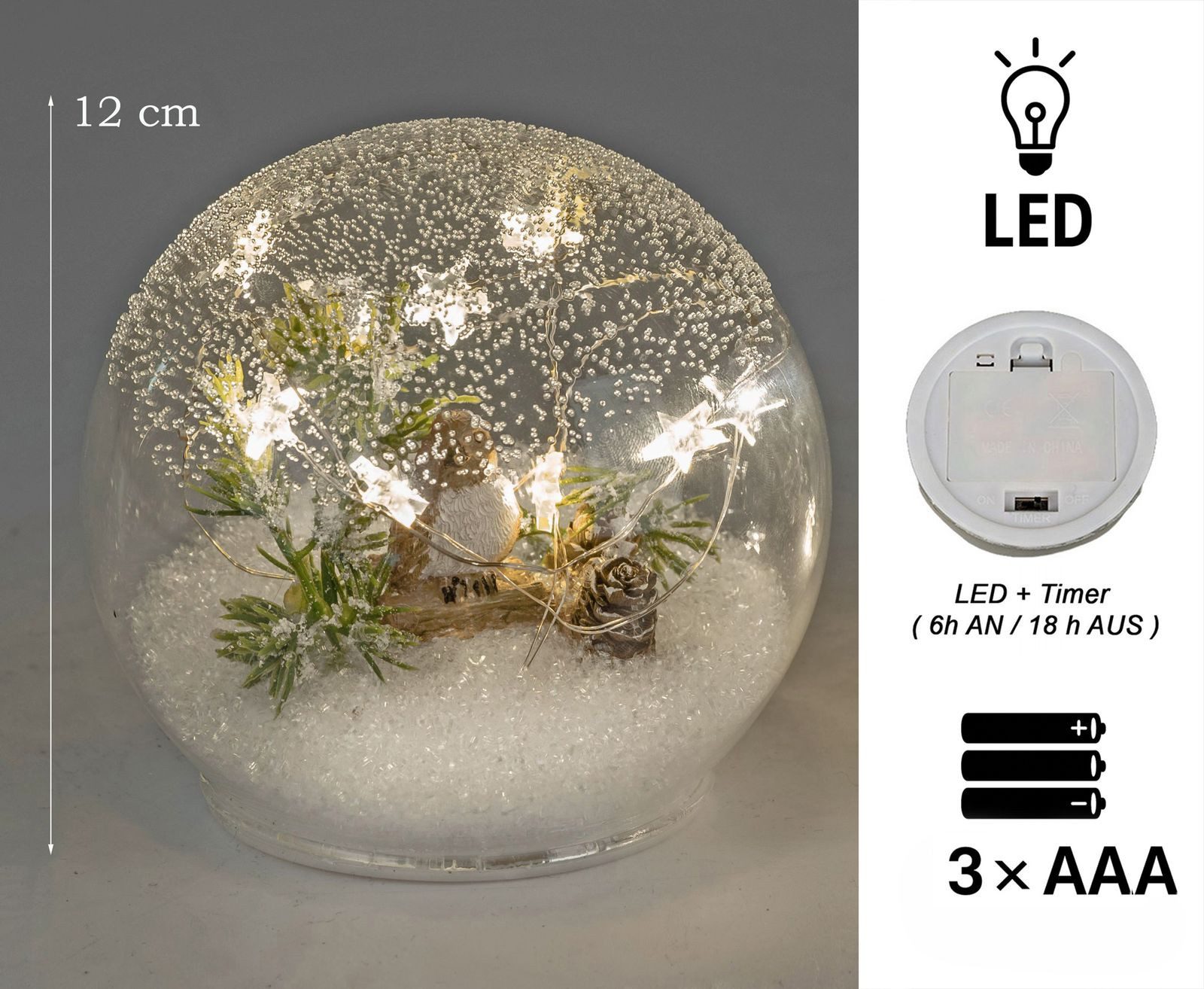 formano LED Dekolicht Weihnachtskugel Dekoration Glaskugel 12cm mit Winterd günstig online kaufen
