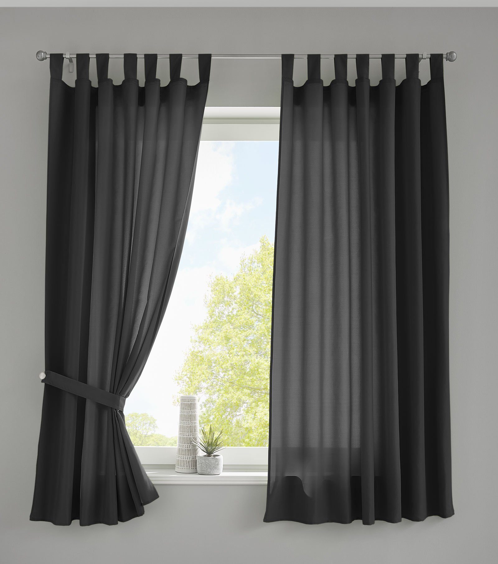 Gardinenbox Vorhang (2 St), Schlaufe, blickdicht, Microfaser, Schal Microsa günstig online kaufen