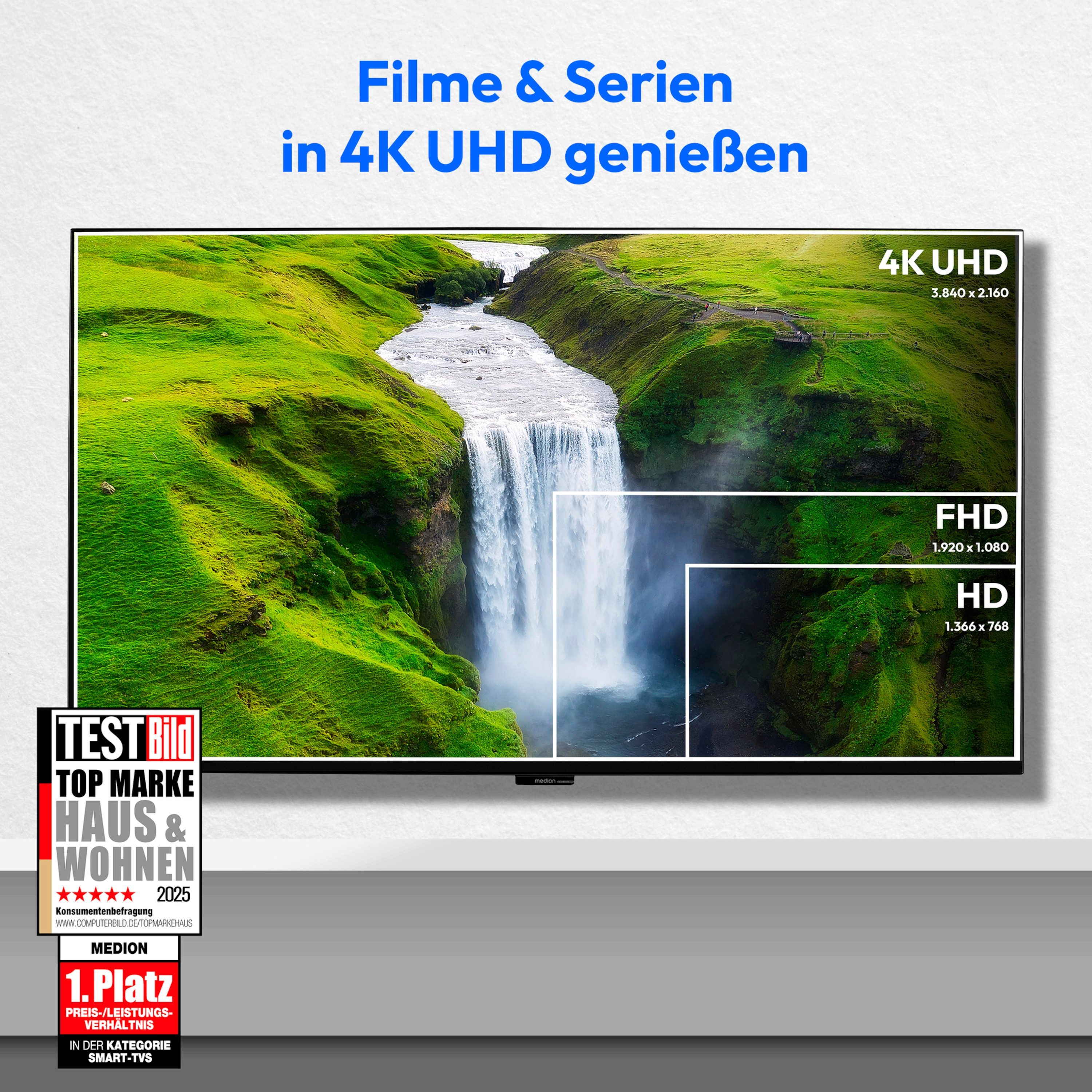 Medion® MD855901 OLED-Fernseher (138.8 cm/55 Zoll, 4K Ultra HD, Smart-TV, Dolby Vision, Dolby Atmos, Netflix, HBO Max, Prime Video, Disney)