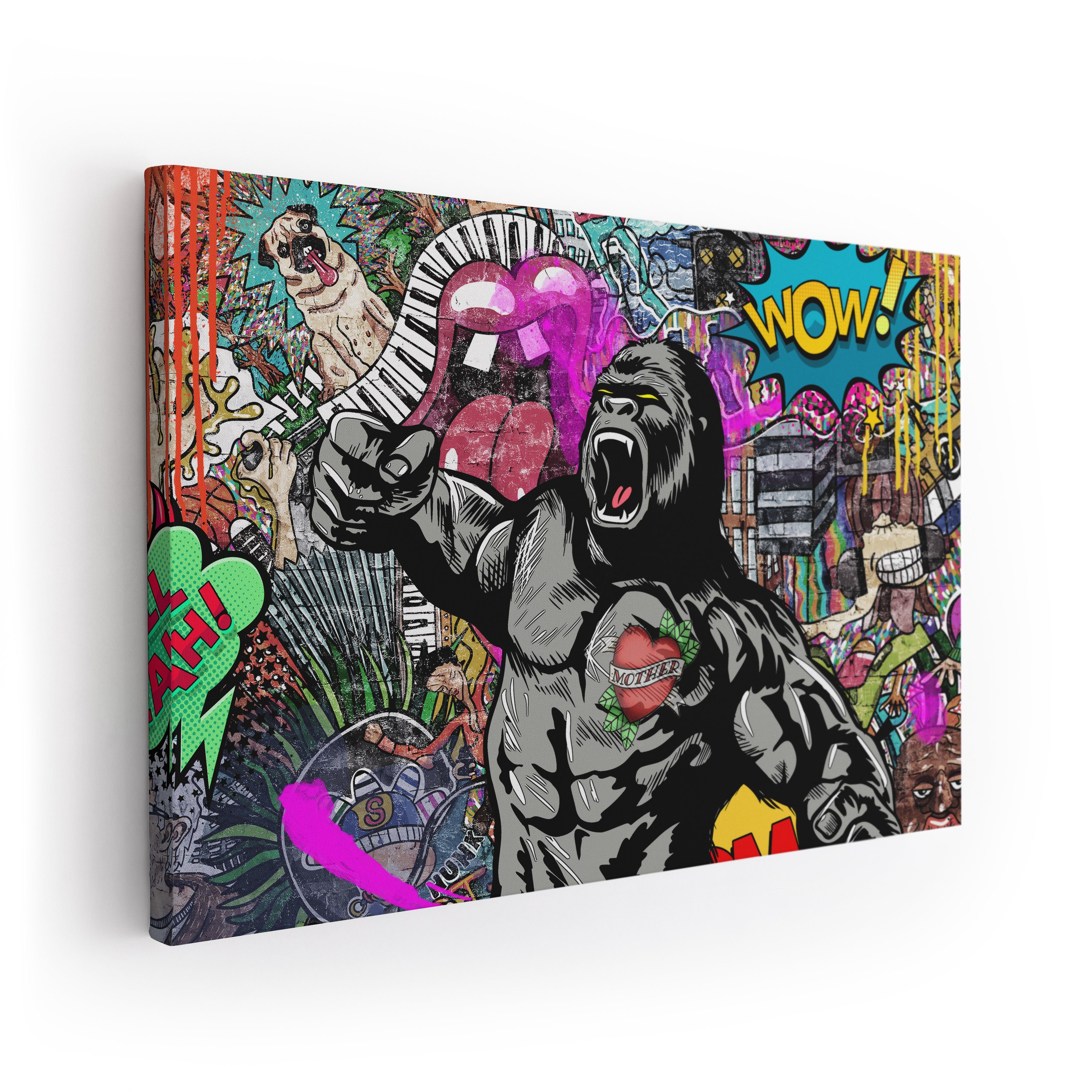 ArtMind XXL-Wandbild Pop Art - Gorilla, Premium Wandbilder als Poster &  gerahmte Leinwand in verschiedenen Größen, Wall Art, Bild, Canva