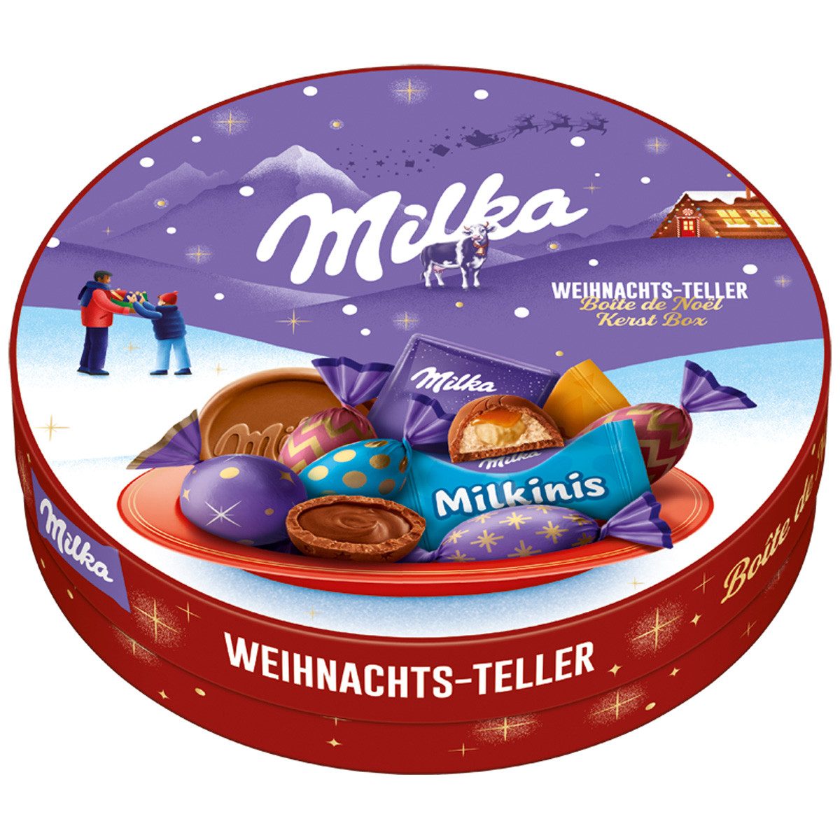 MILKA Schokolade, Milka Weihnachts Teller Mischung verschiedene Sorten Milka 195g