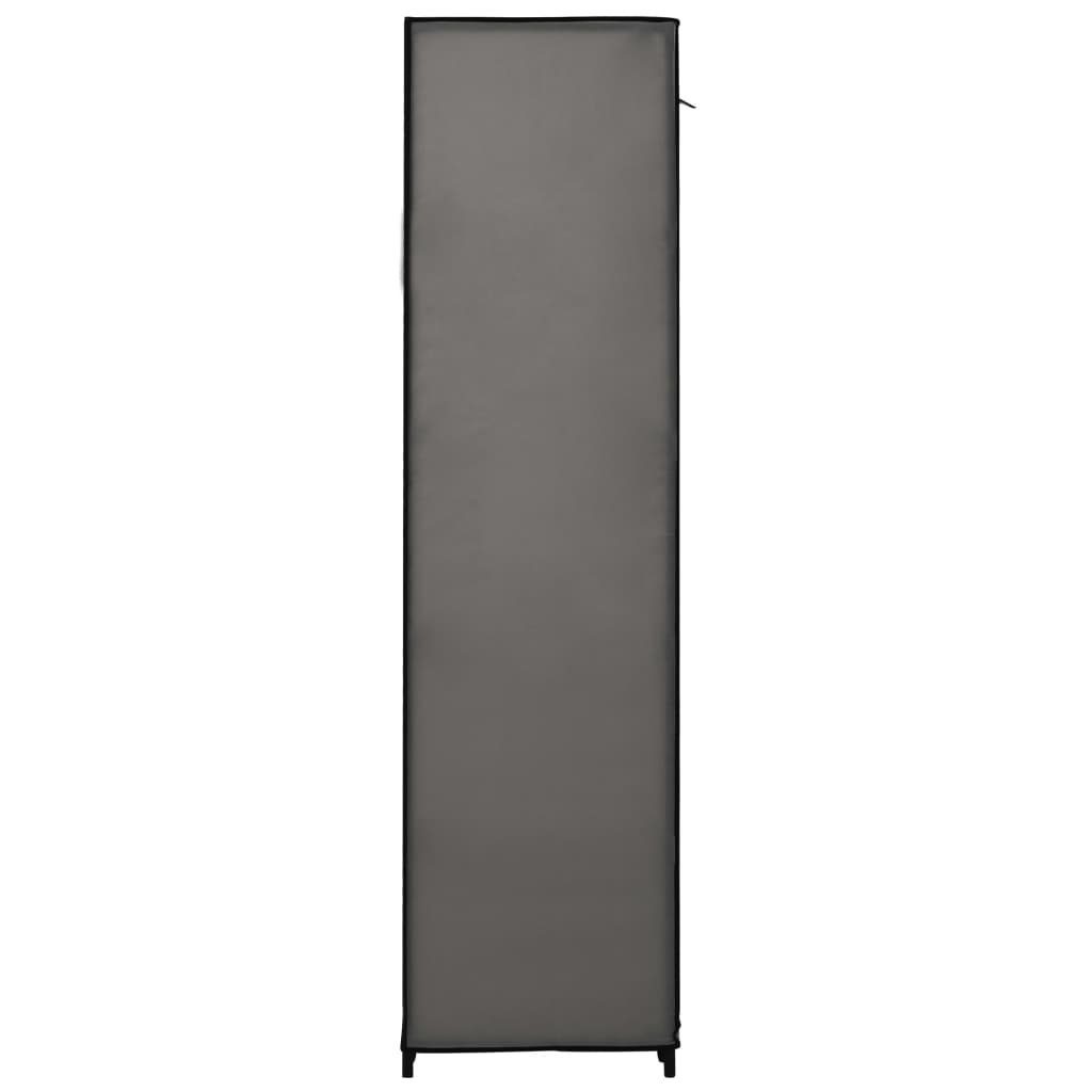 150x45x176cm vidaXL mit Grau Fächern (1-St) Kleiderstangen Stoffschrank Kleiderschrank