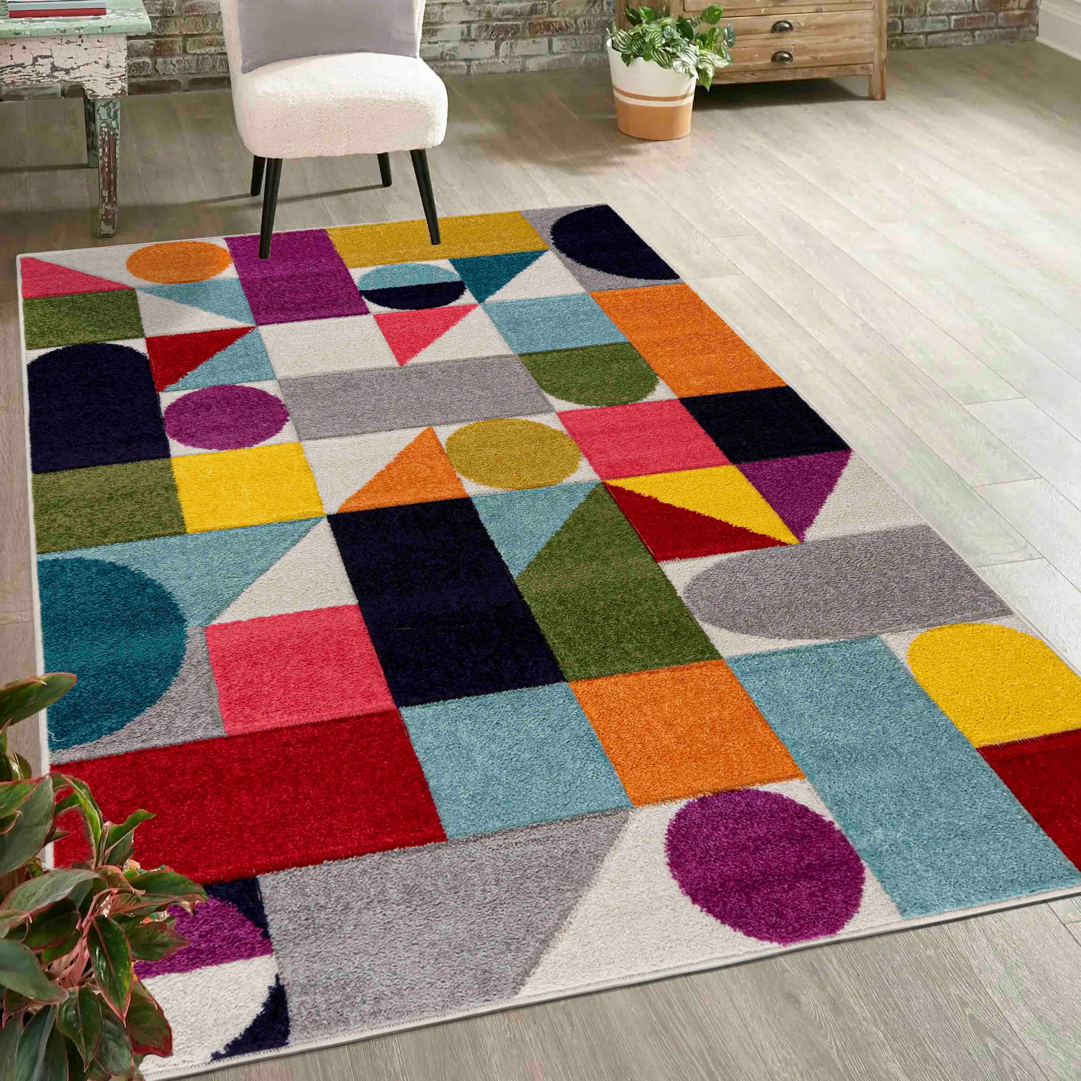 Mazovia Designteppich Modern Geometrischer Teppich Bunt Weich Teppich für W günstig online kaufen
