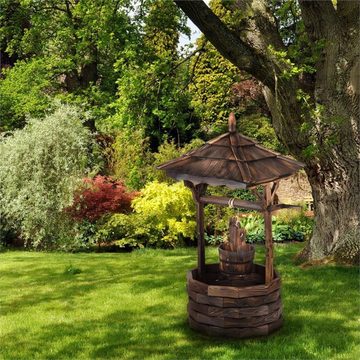 blumfeldt Wasserspiel Loreley Garten-Brunnen Garten-Dekoration 125cm Tannenholz geflammt