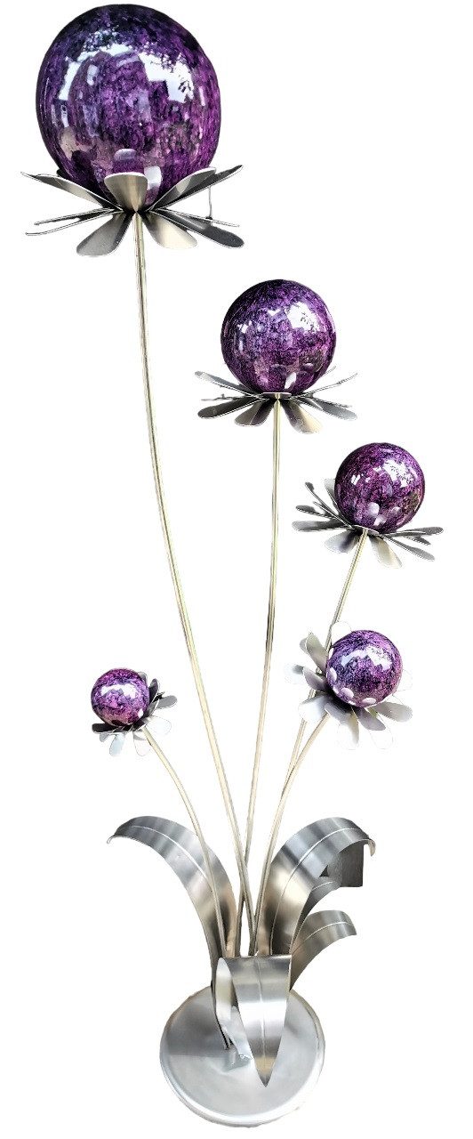 Jürgen Bocker - Gartenambiente Gartenstecker Blume Barcelona Edelstahl matt 165 cm mit Kugel + Standfuß Dekoration
