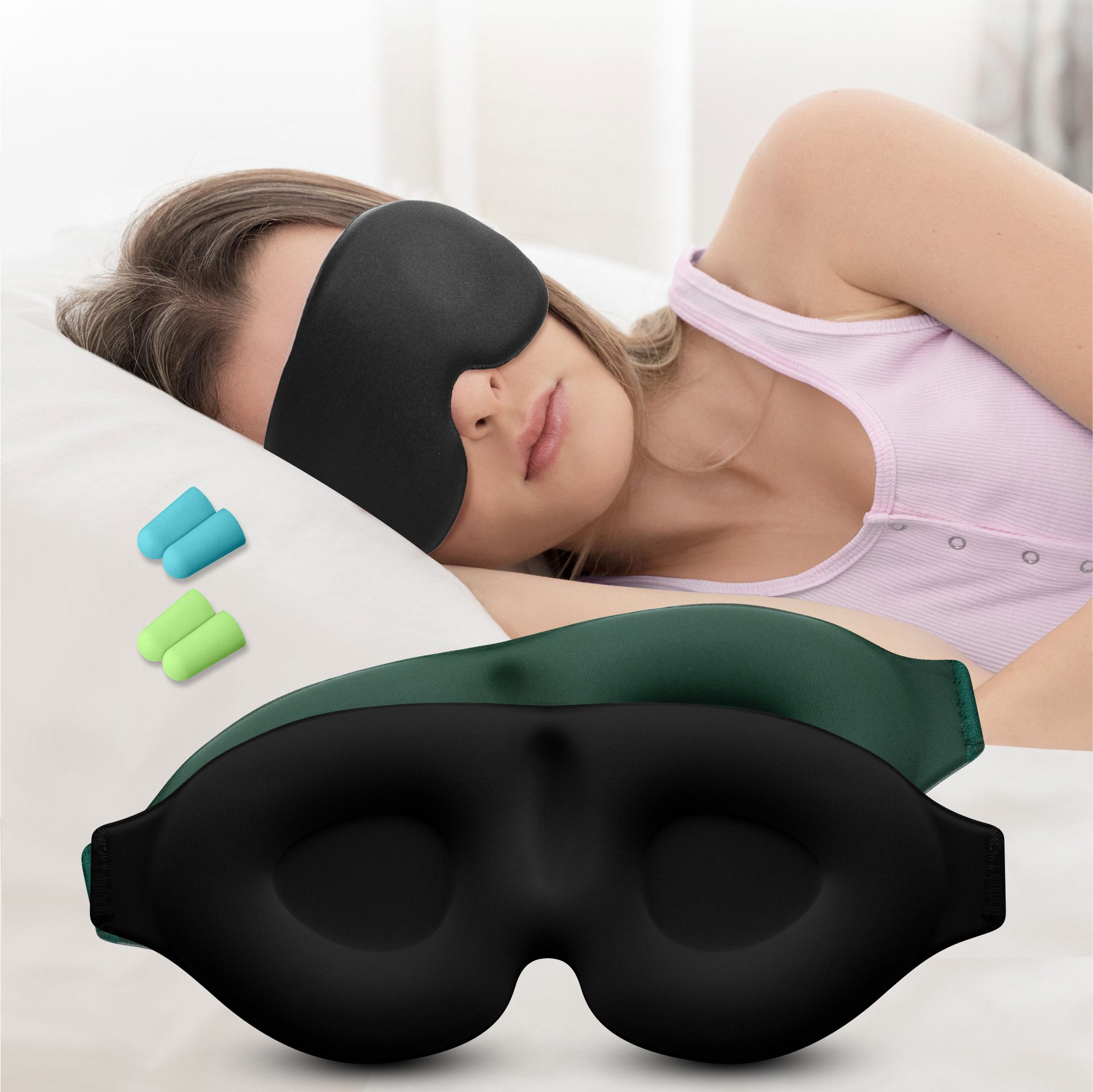 Schlafmaske 3D Schlafmaske 2er Set - Schlafbrille Herren Frauen - Schlafmasken