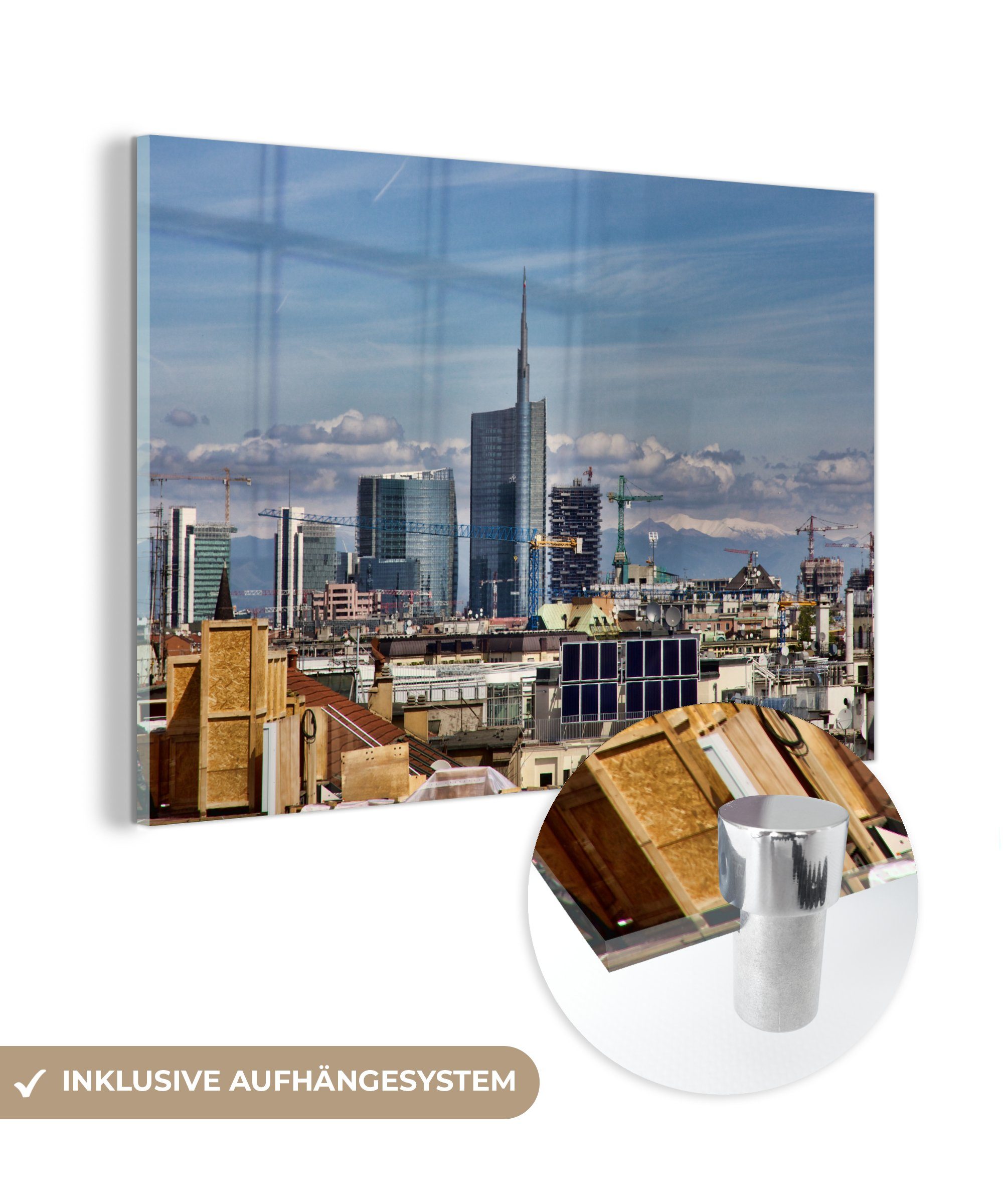 MuchoWow Acrylglasbild Skyline - Italien - Mailand, (1 St), Acrylglasbilder Wohnzimmer & Schlafzimmer
