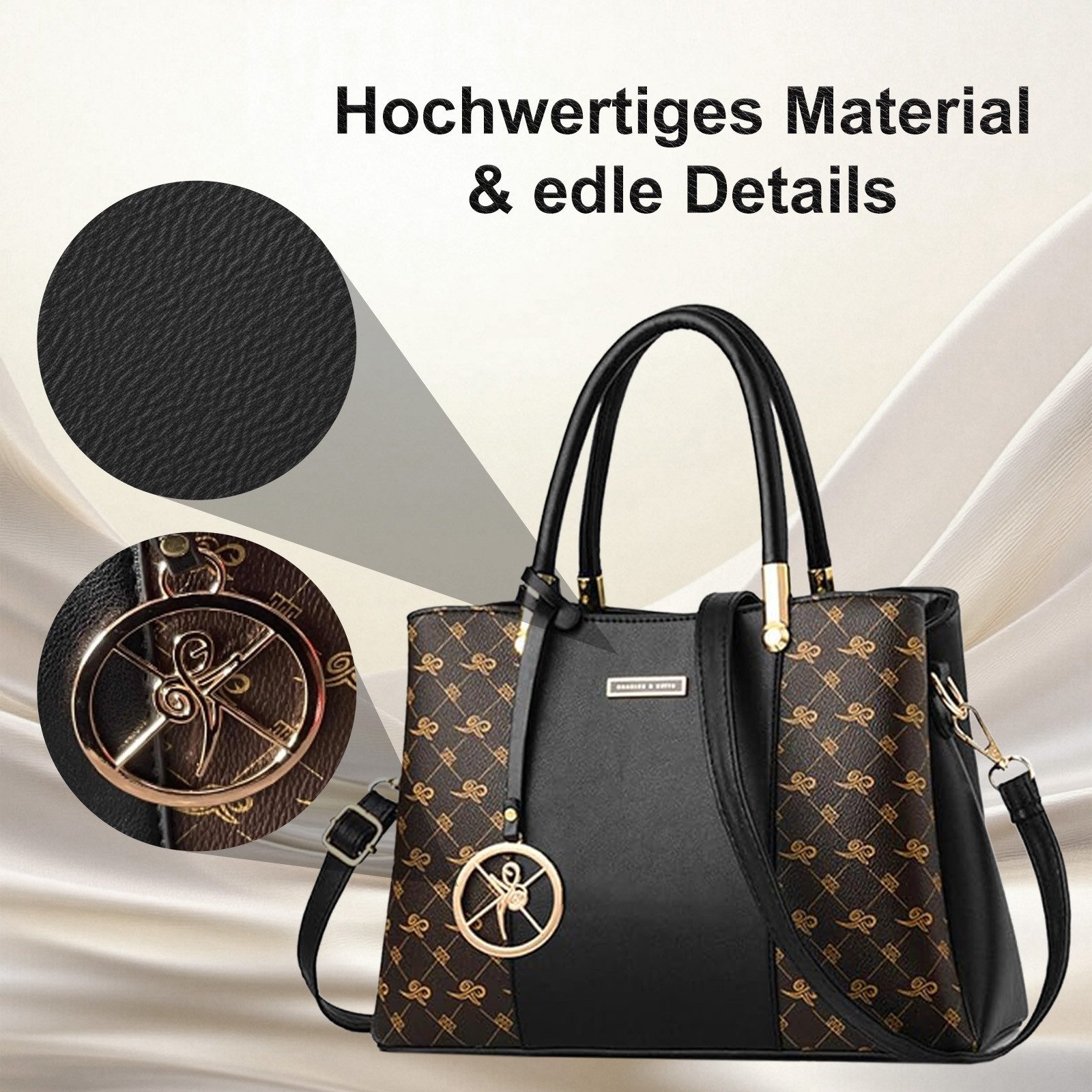OKWISH Henkeltasche Umhängetasche Freizeittasche Tragetasche Aktentasche (Schultertasche Arbeitstasche Messenger-Tasche Top Griff Schultergurt, Bürotasche, Unitasche, Kunstleder), für Frauen Arbeit Business Schule Büro Reisen usw