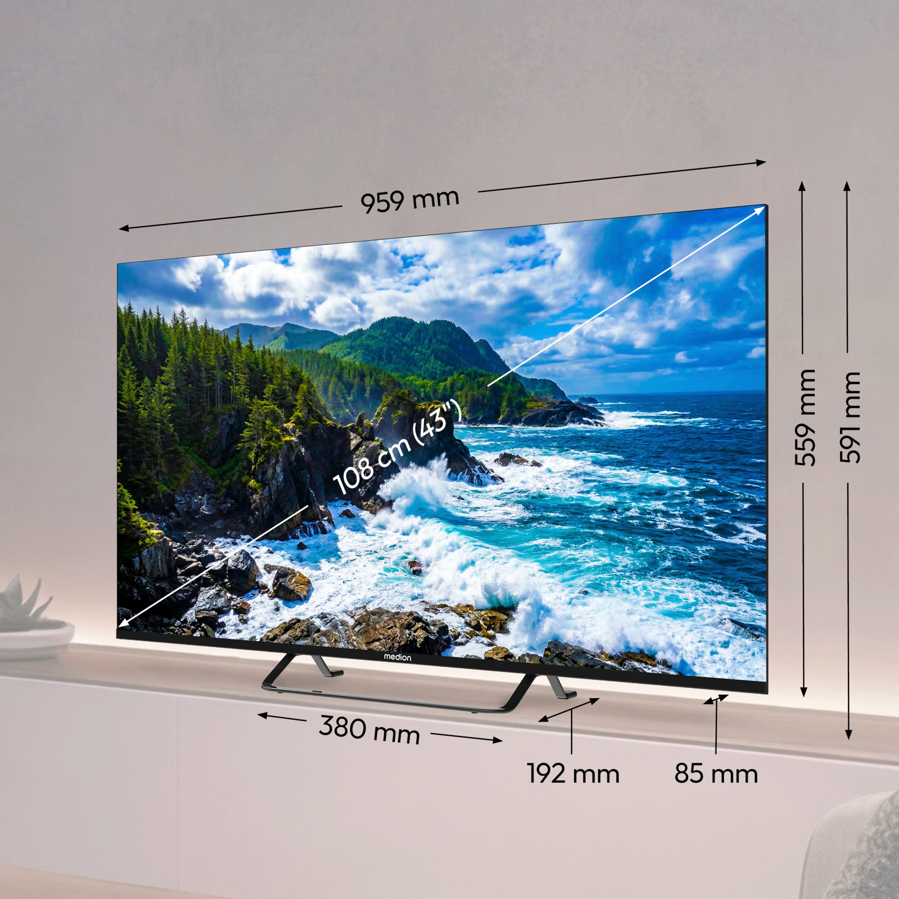 Medion® MD843701 LCD-LED Fernseher (108 cm/43 Zoll, 4K Ultra HD, 60Hz, X8432603)