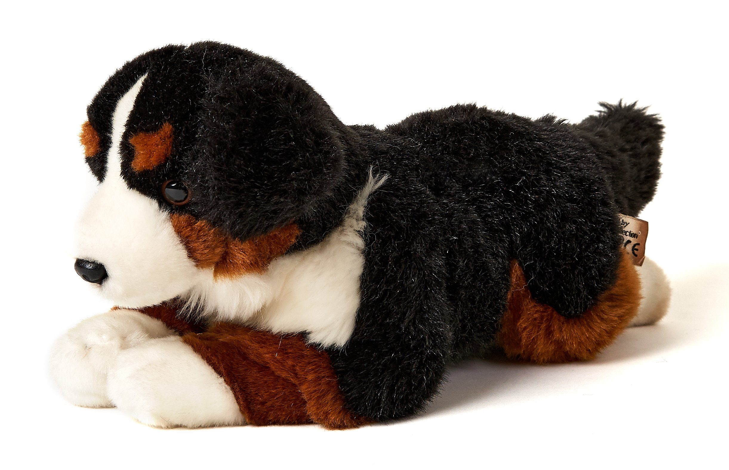 Uni-Toys Kuscheltier Berner Sennenhund, liegend - 29 cm (Länge) - Plüsch- Hund - Plüschtier, zu 100 % recyceltes Füllmaterial