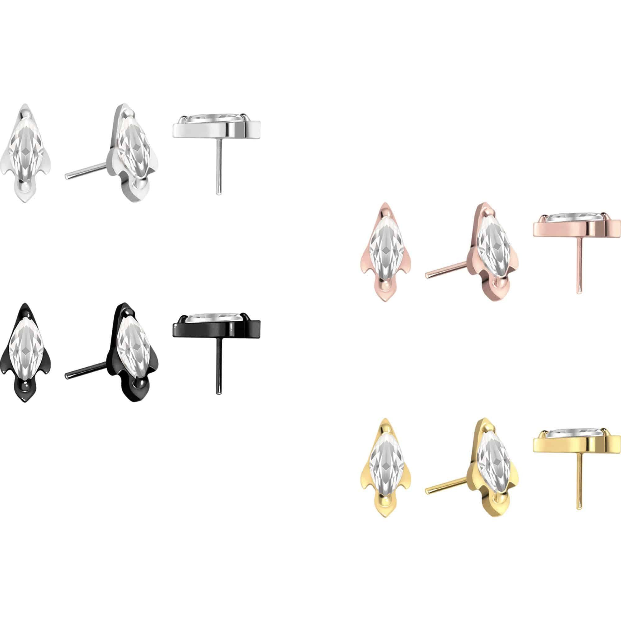 PIERCINGLINE Piercing-Set Titan Aufsatz mit Push Pin KRISTALLRAKETE (Push Pins, 1-tlg)