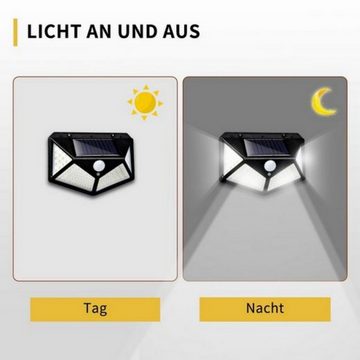 LifeImpree LED Gartenleuchte LED Solarleuchte, Wandleuchte, 3 Modi, mit Bewegungssensor, 270° Vierseitige Beleuchtung
