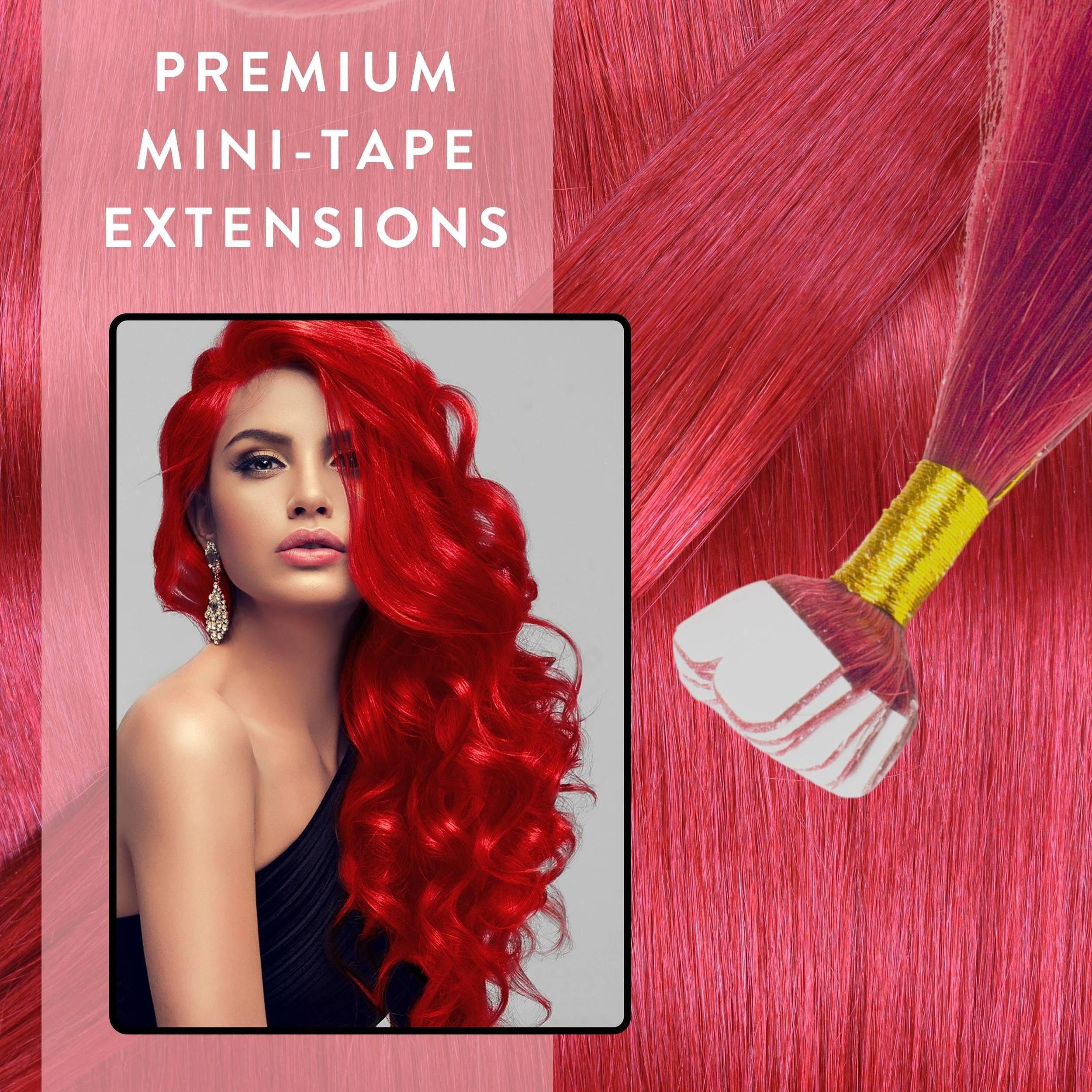 hair2heart Echthaar-Extension Premium Mini Tape Extensions #0/44 Rot-Intensiv 40cm