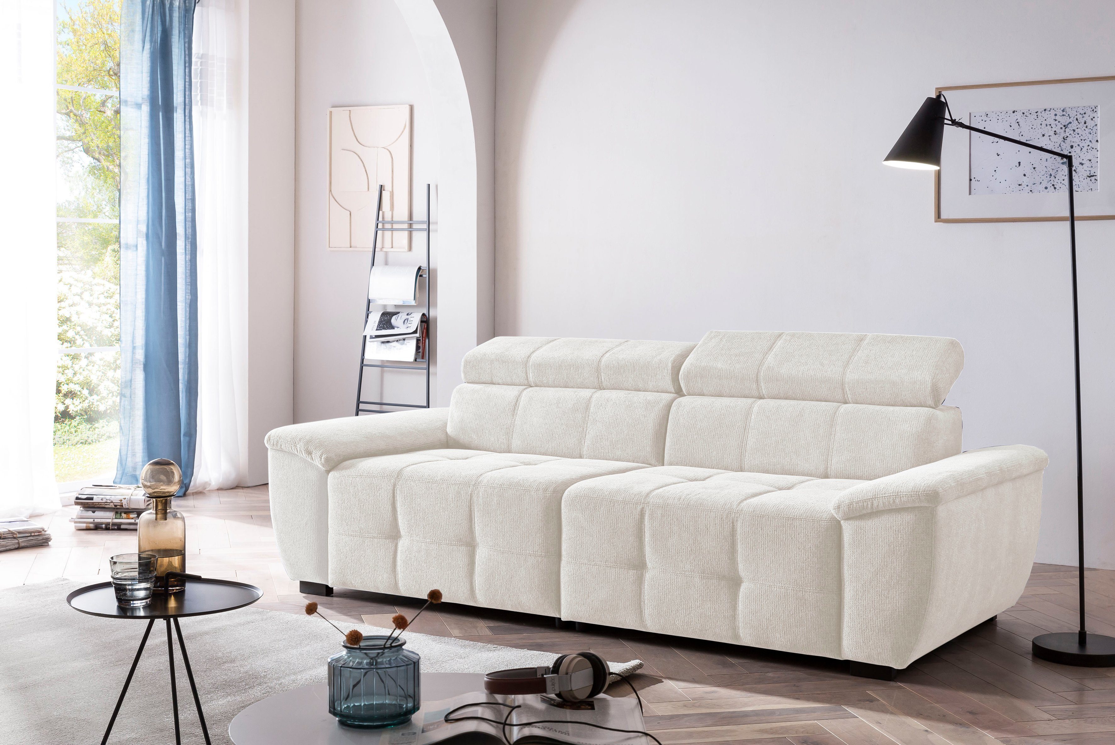 exxpo - sofa fashion Big-Sofa Exxpo MAVERICK, weicher Bezugstoff, hoher Sitzkomfort, Breite 240cm, inkl. verstellbare Kopfstützen, aufwendige Detailverarbeitung