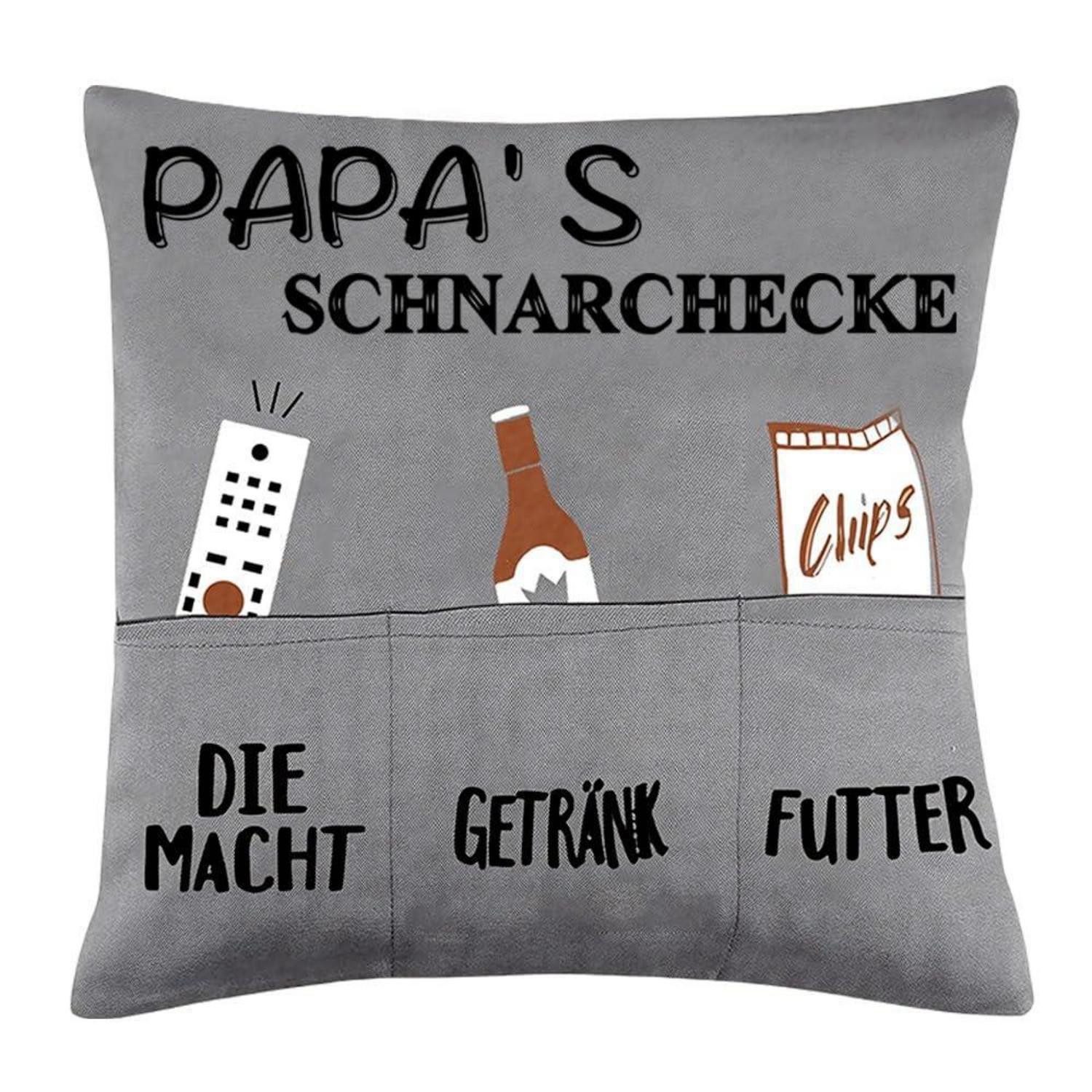LuxusKollektion Dekokissen Kissenbezug Papa Geschenk 45x45cm Grau mit Tasche