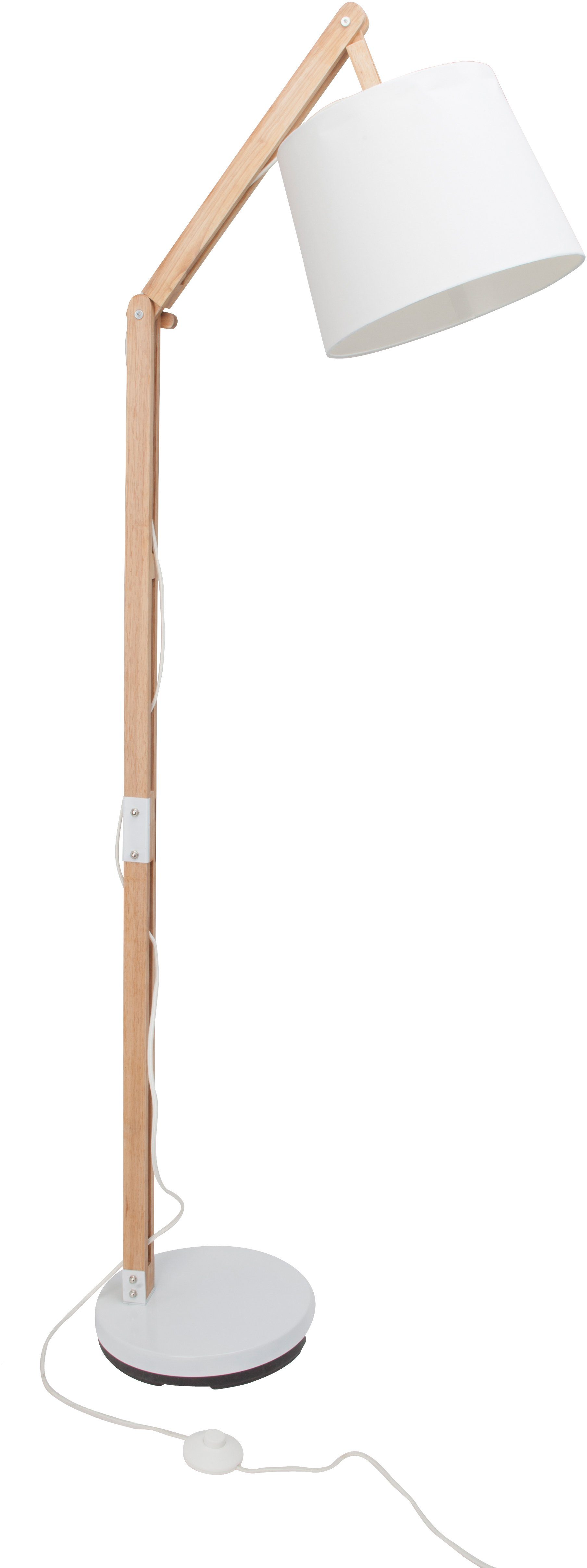 Brilliant Stehlampe Carlyn, ohne Leuchtmittel, 163 cm Höhe, E27 max. 60 W,  mit weißem Stoffschirm, Holz/Metall/Textil