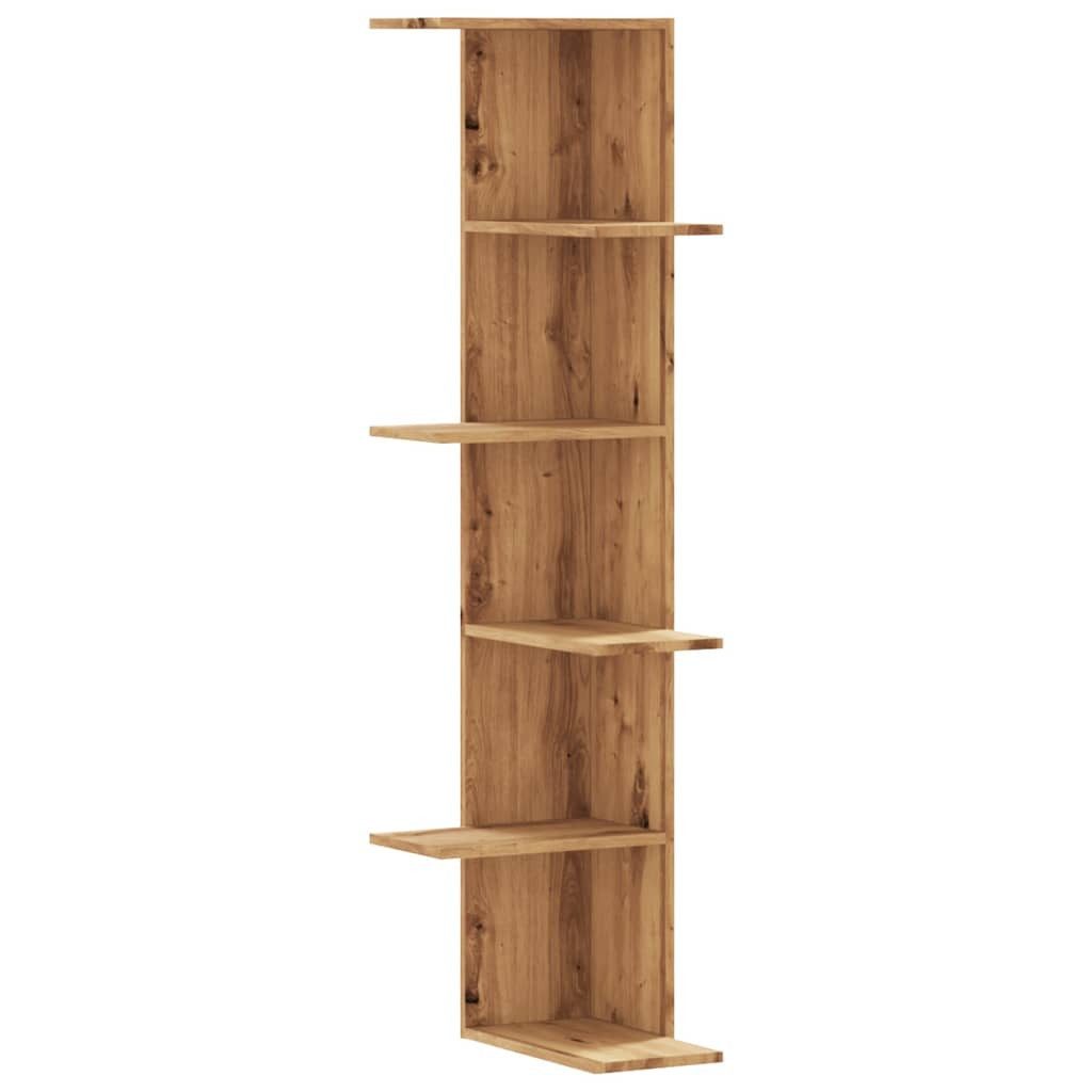 vidaXL Eckregal NA Wand-Eckregal Artisan-Eiche 36,5x36,5x140 cm Spanplatte