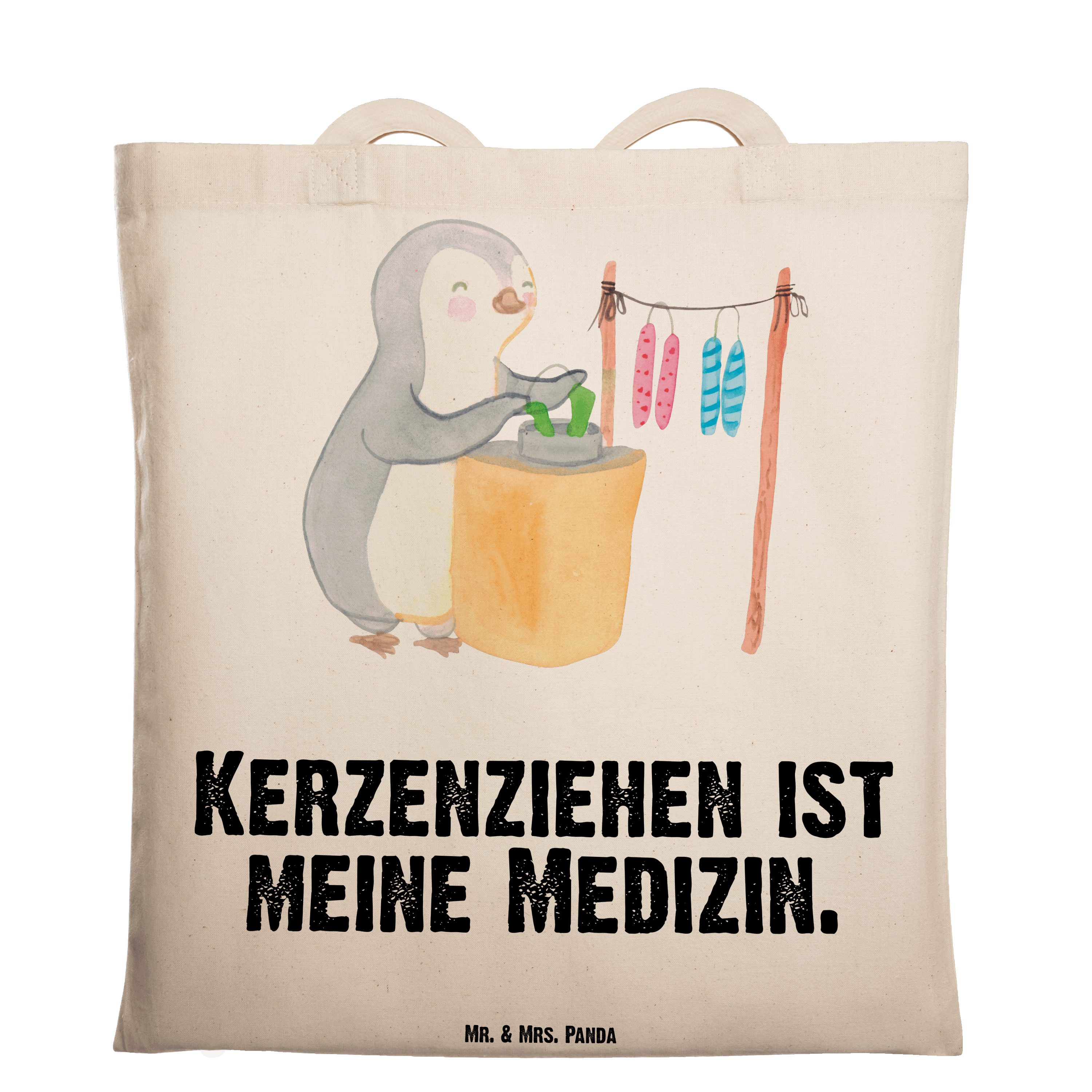 Mr. & Mrs. Panda Tragetasche Pinguin Kerzenziehen Medizin - Transparent - Geschenk, Beutel, Jutebe (1-tlg)